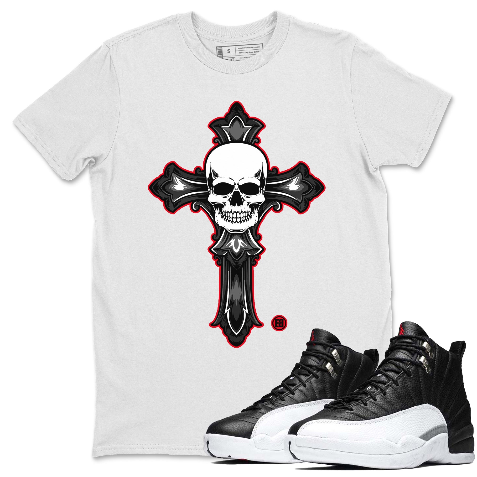 Jordan 12 Playoffs Sneaker Tees Drip Gear Zone Skull Cross Sneaker Tees Jordan 12 Playoffs Shirt Unisex Shirts