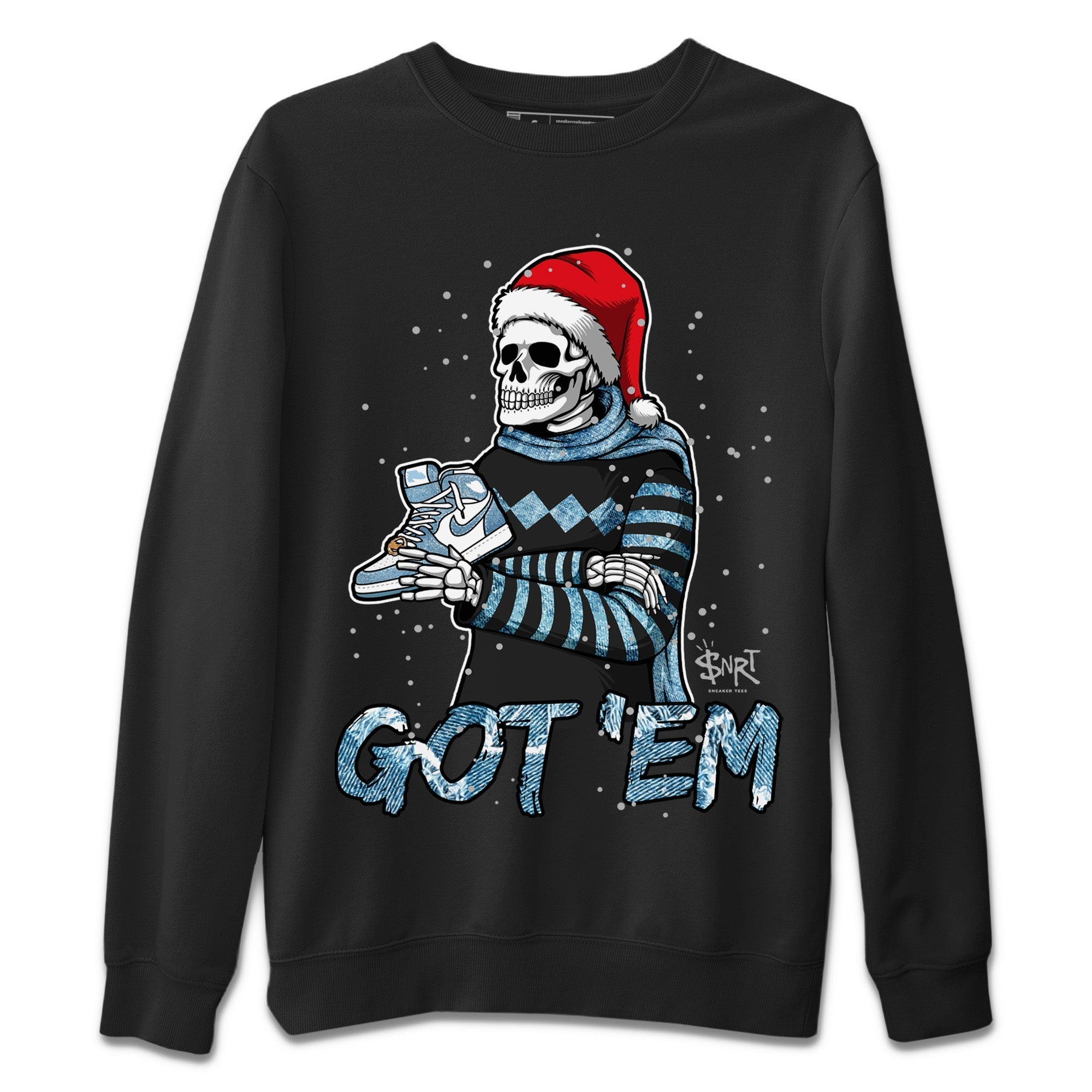 Jordan 1 Denim Sneaker Matching T-Shirt Skull Got Em Sneaker Tees Jordan 1 Denim Sneaker Release Tees Crew Neck Tees