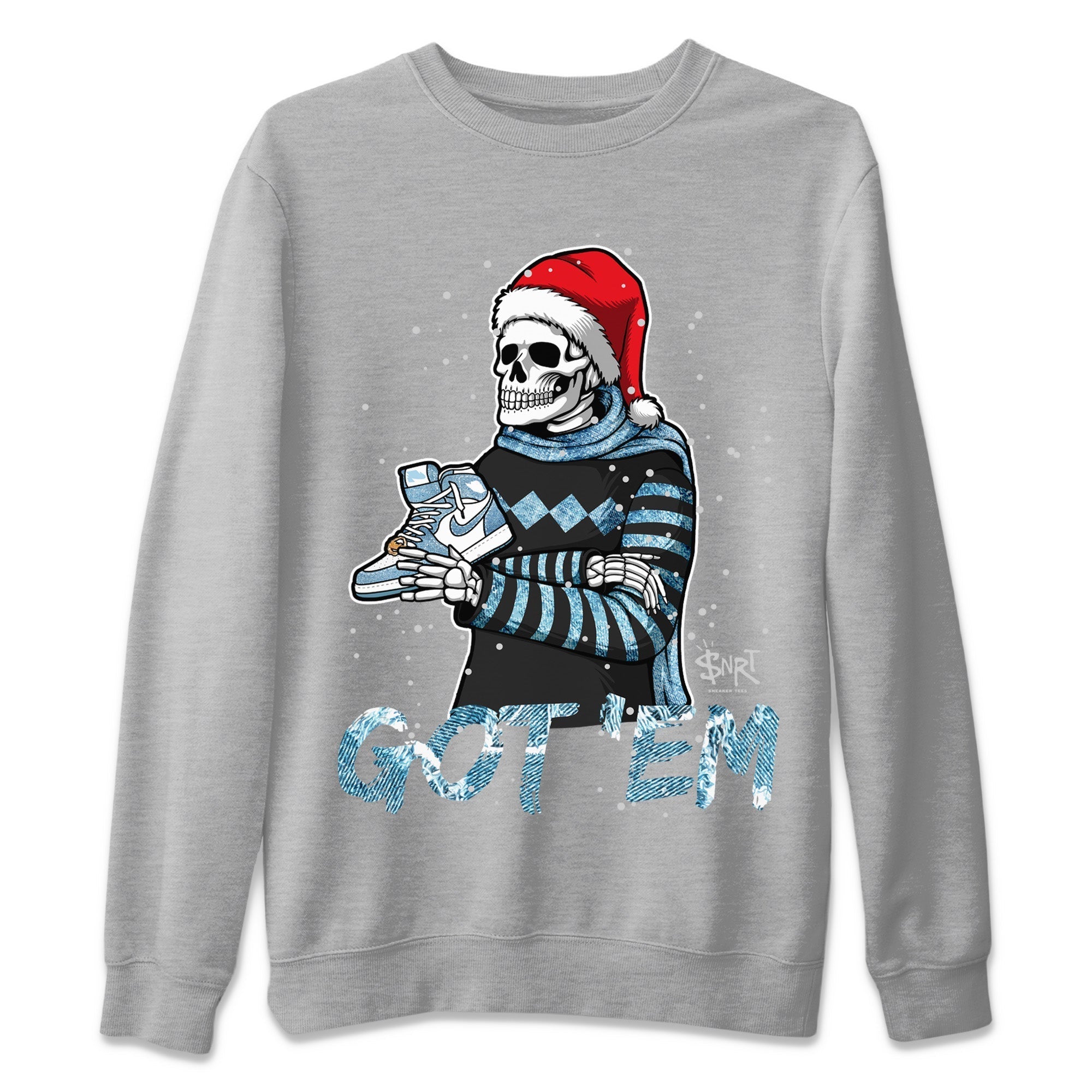 Jordan 1 Denim Sneaker Matching T-Shirt Skull Got Em Sneaker Tees Jordan 1 Denim Sneaker Release Tees Crew Neck Tees