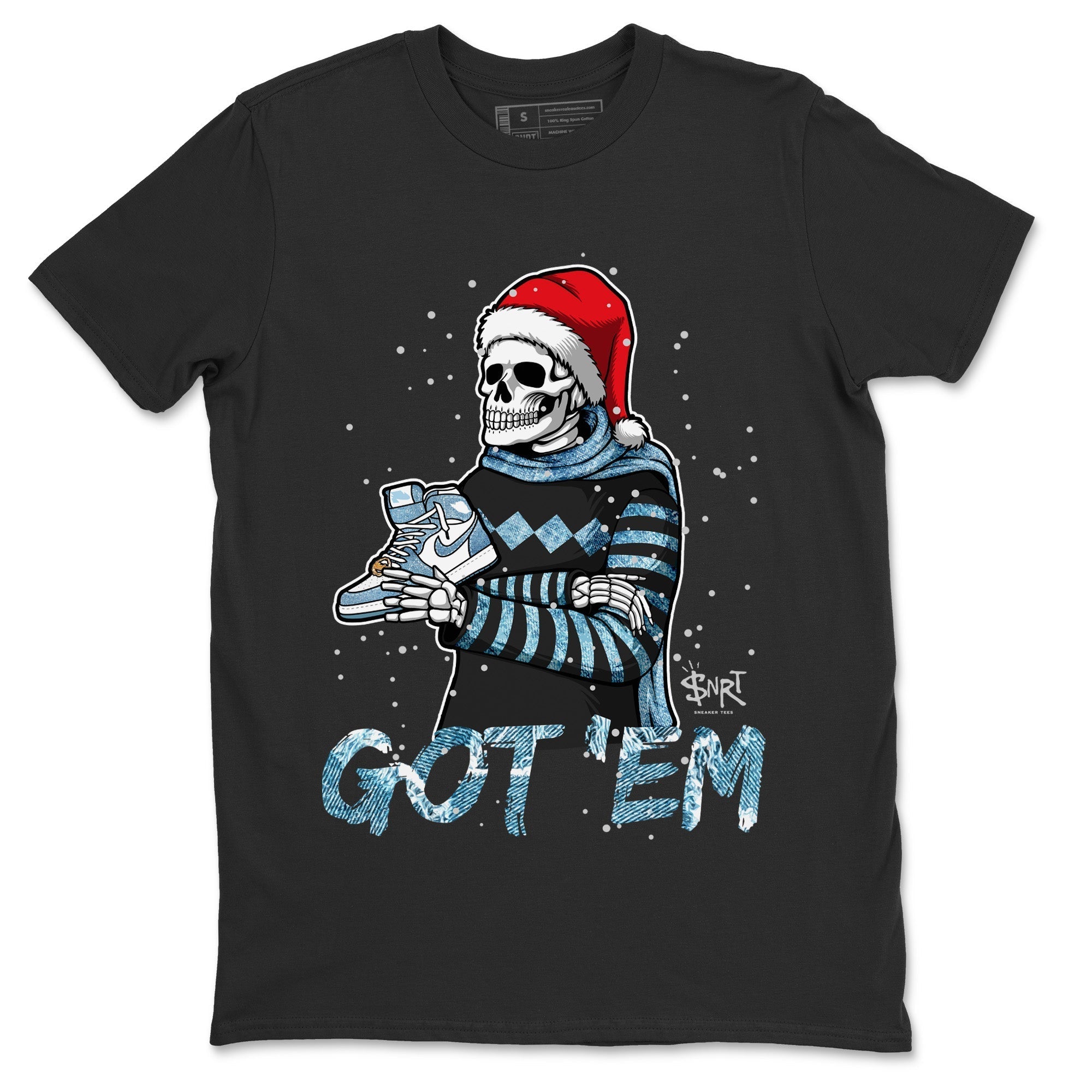 Jordan 1 Denim Sneaker Matching T-Shirt Skull Got Em Sneaker Tees Jordan 1 Denim Sneaker Release Tees Crew Neck Tees