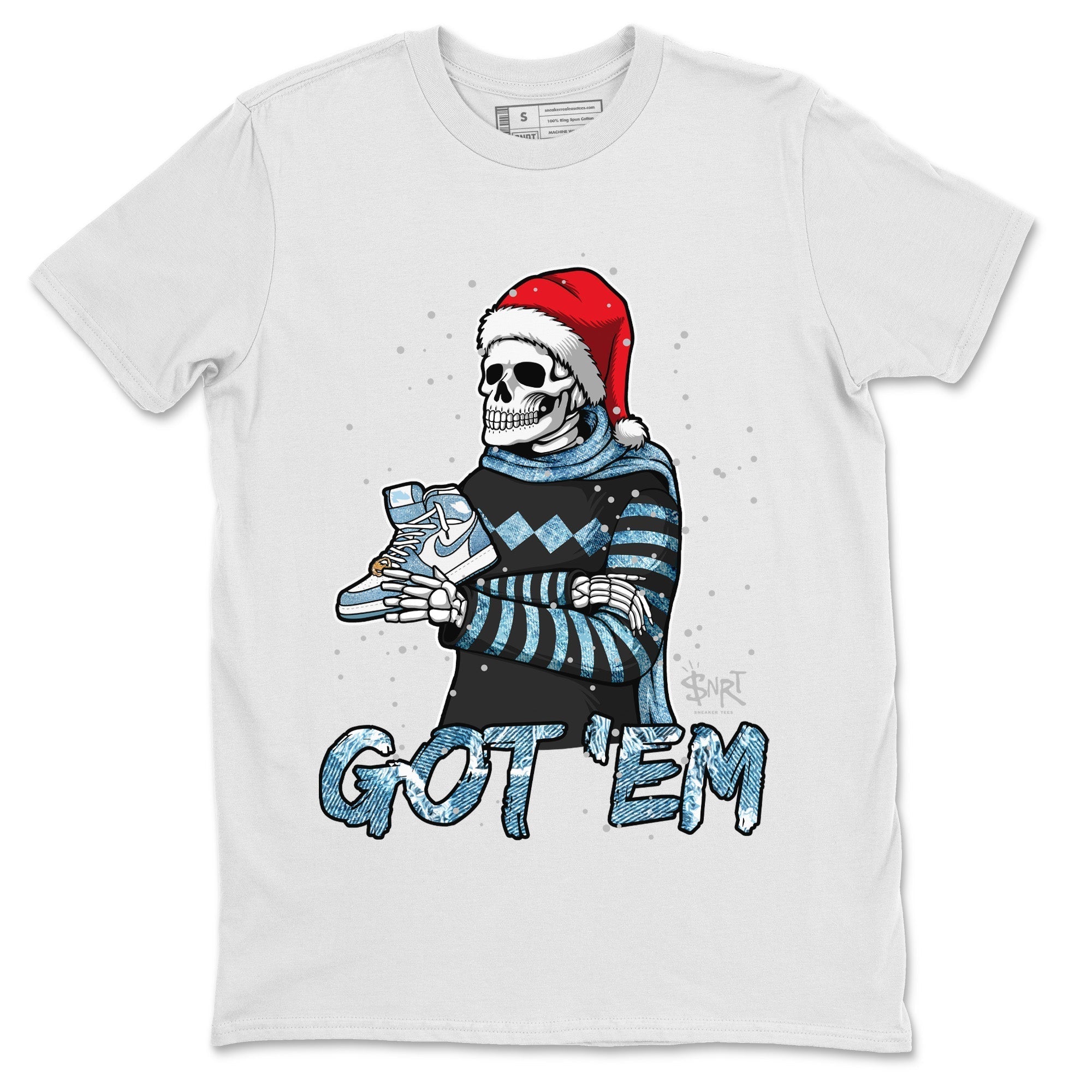 Jordan 1 Denim Sneaker Matching T-Shirt Skull Got Em Sneaker Tees Jordan 1 Denim Sneaker Release Tees Crew Neck Tees