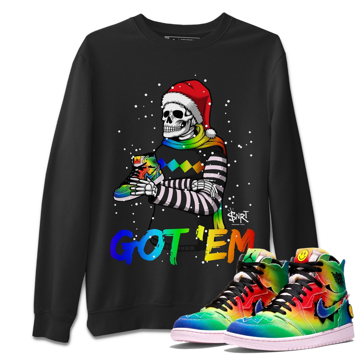 Jordan 1 J Balvin Sneaker Matching T-Shirt Skull Got Em Sneaker Tees Jordan 1 J Balvin Sneaker Release Tees Crew Neck Tees