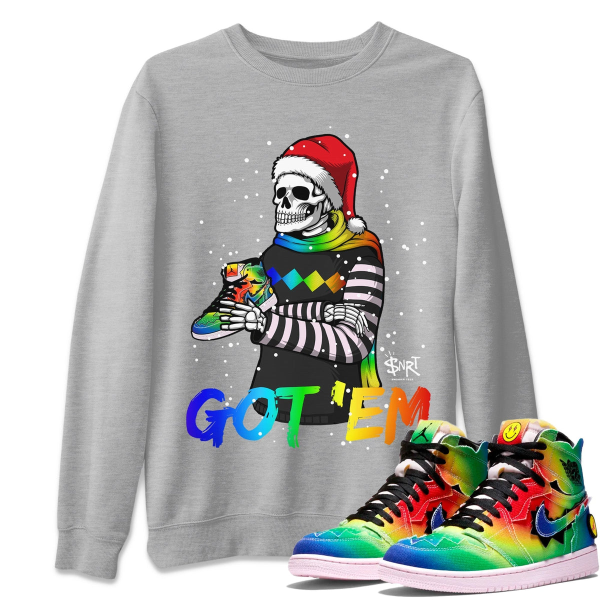 Jordan 1 J Balvin Sneaker Matching T-Shirt Skull Got Em Sneaker Tees Jordan 1 J Balvin Sneaker Release Tees Crew Neck Tees