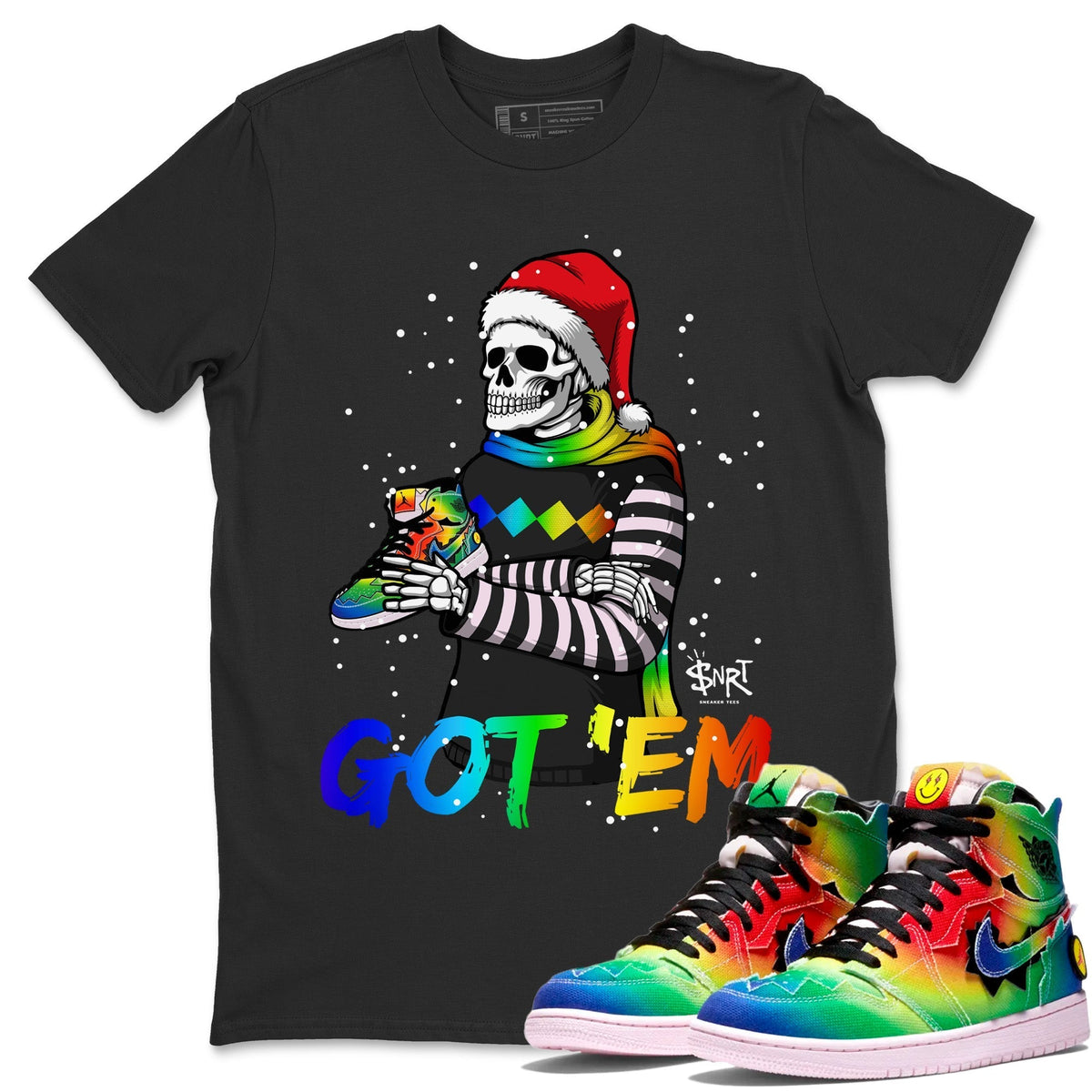 Jordan 1 J Balvin Sneaker Matching T-Shirt Skull Got Em Sneaker Tees Jordan 1 J Balvin Sneaker Release Tees Crew Neck Tees