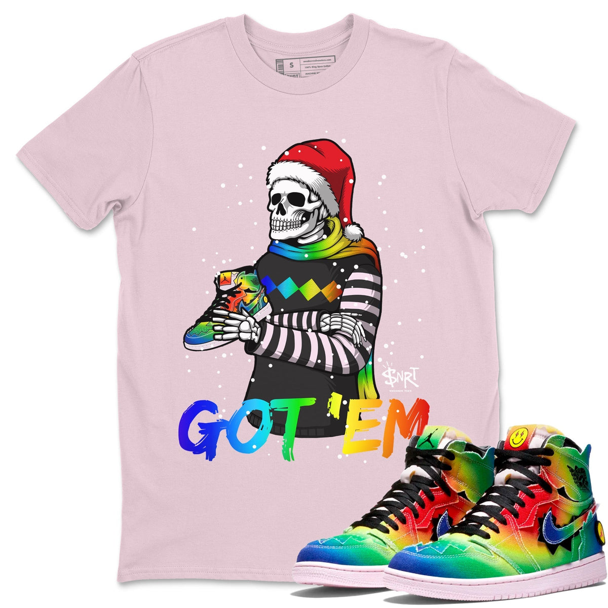 Jordan 1 J Balvin Sneaker Matching T-Shirt Skull Got Em Sneaker Tees Jordan 1 J Balvin Sneaker Release Tees Crew Neck Tees