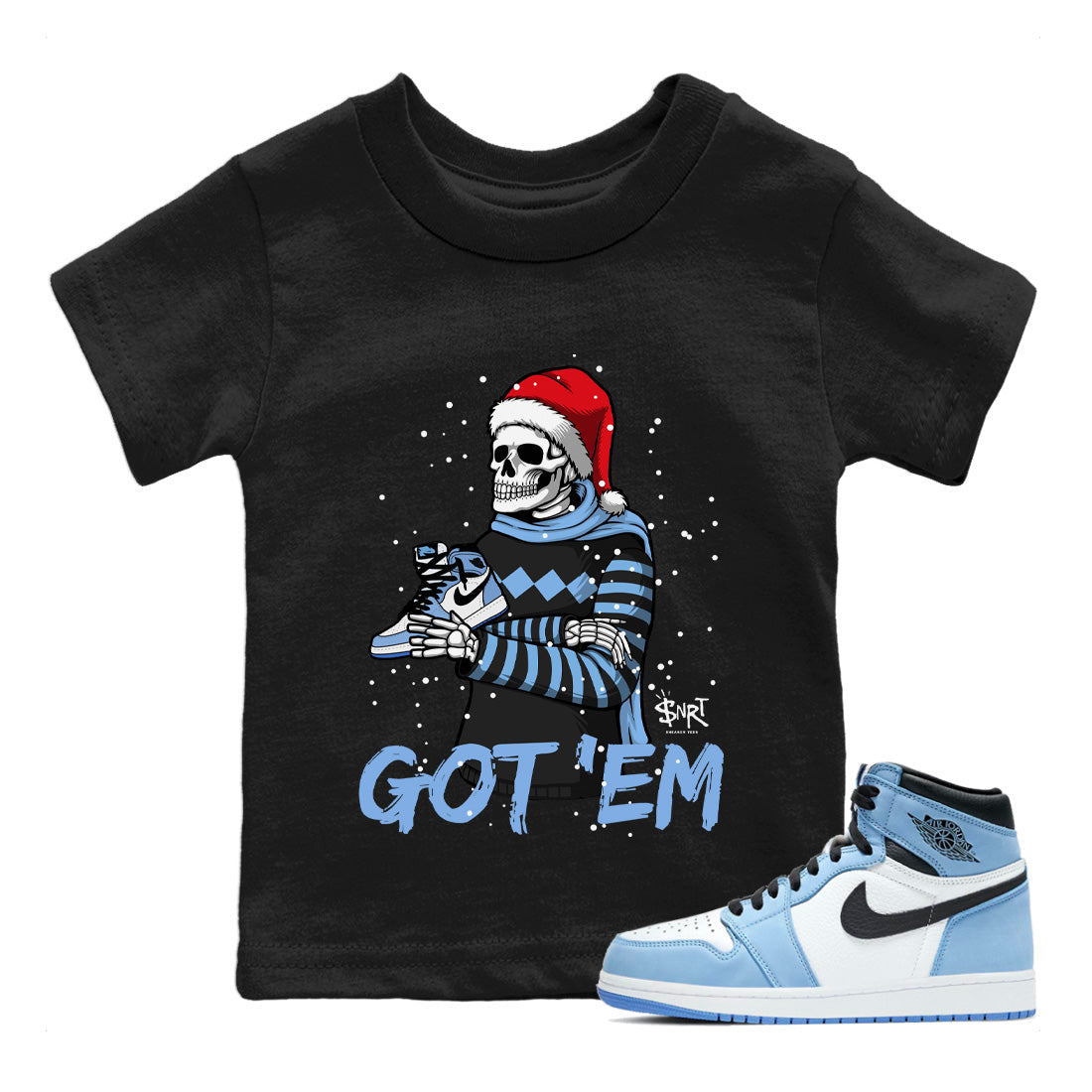 Jordan 1 University Blue Sneaker Matching T-Shirt Skull Got Em Sneaker Tees Jordan 1 University Blue Sneaker Release Tees Kids Shirts