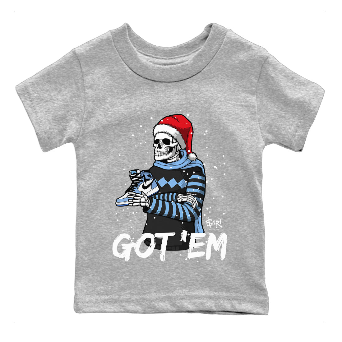 Jordan 1 University Blue Sneaker Matching T-Shirt Skull Got Em Sneaker Tees Jordan 1 University Blue Sneaker Release Tees Kids Shirts