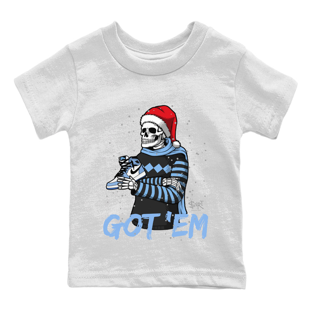 Jordan 1 University Blue Sneaker Matching T-Shirt Skull Got Em Sneaker Tees Jordan 1 University Blue Sneaker Release Tees Kids Shirts