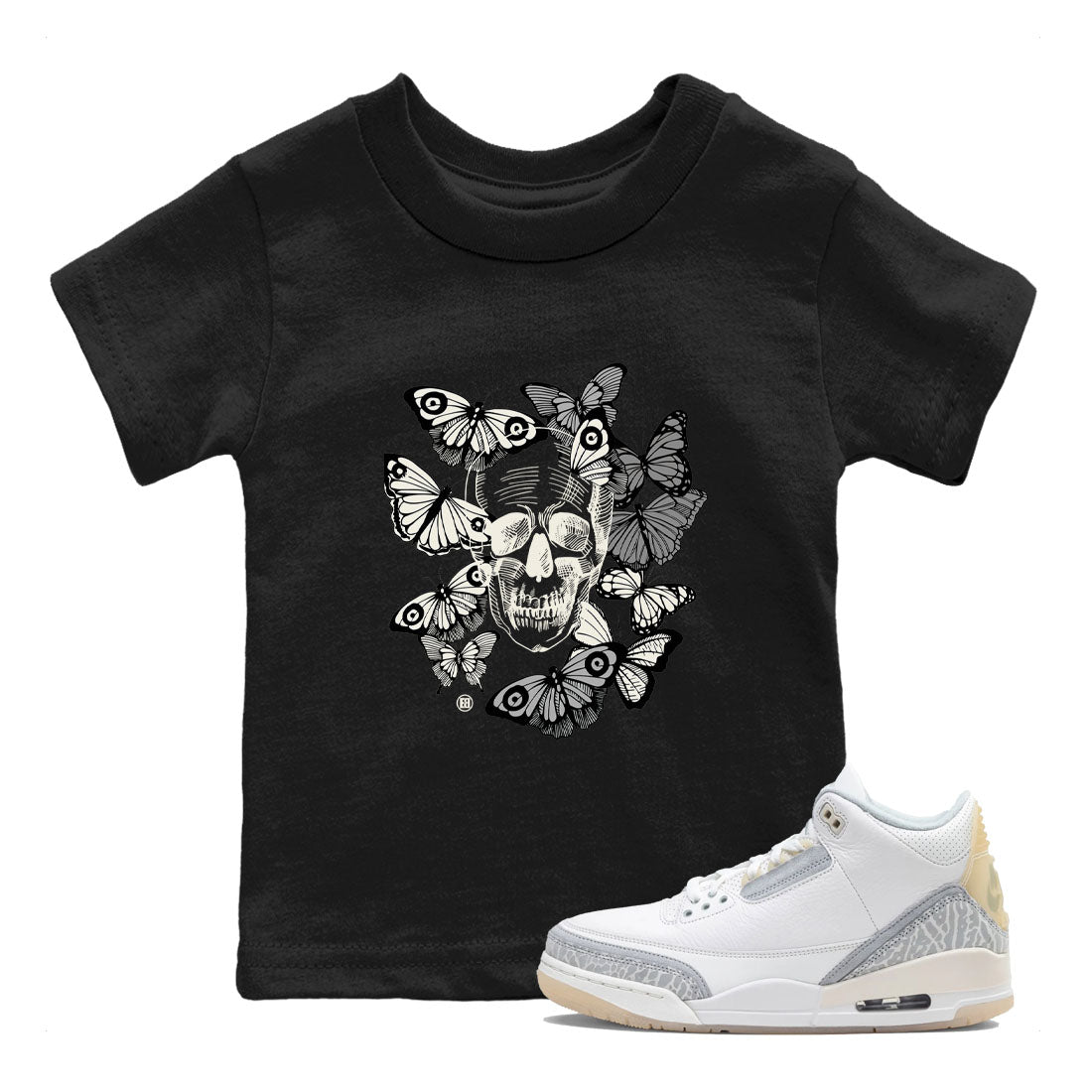 Jordan 3 Carft 'Ivory' shirt to match jordans Skull With Butterflies sneaker tees Air Jordan 3 Ivory Drip Gear Zone Streetwear baby toddler Black 1 cotton Shirt