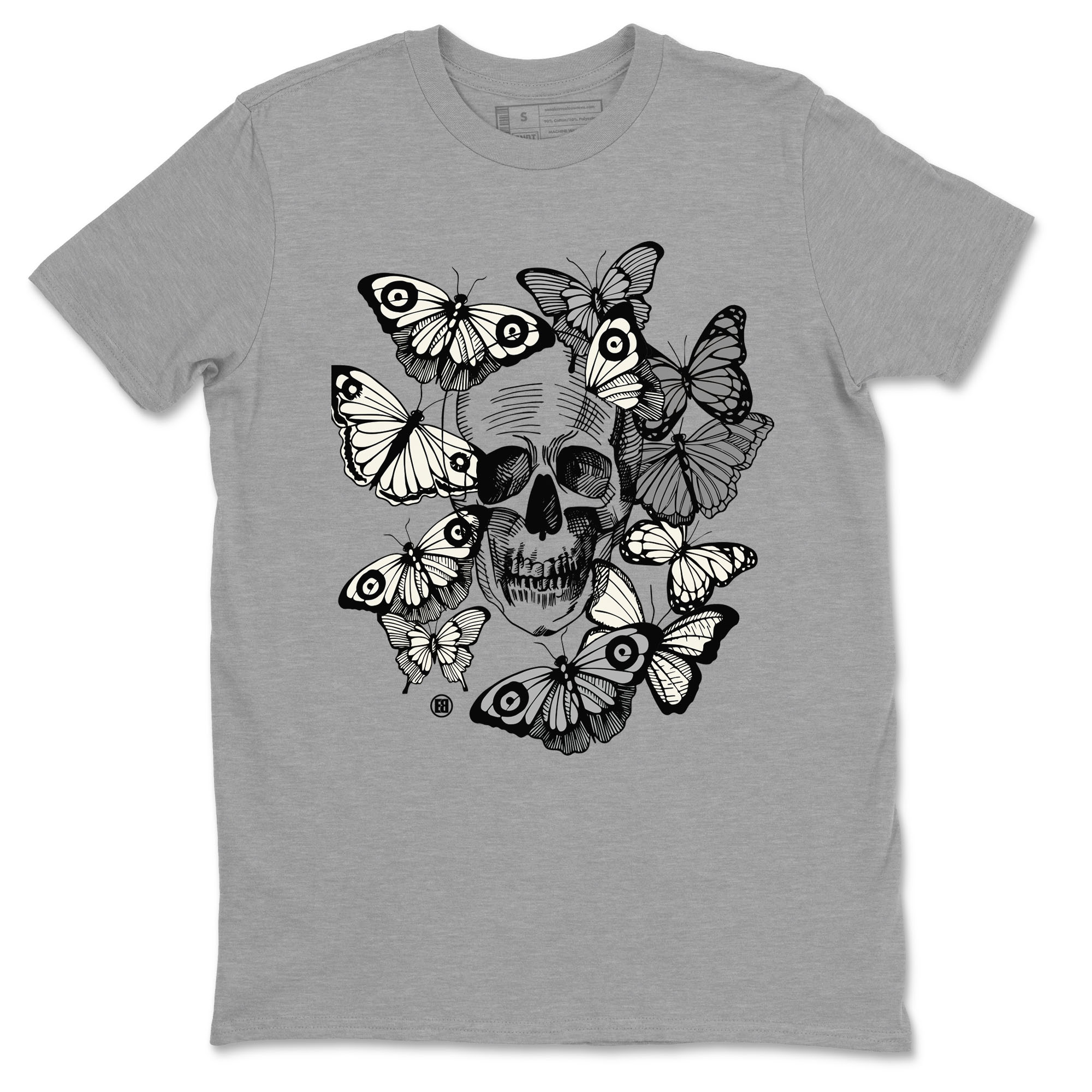 Jordan 3 Carft 'Ivory' shirt to match jordans Skull With Butterflies sneaker tees Air Jordan 3 Ivory Drip Gear Zone Streetwear unisex cotton Heather Grey 2 crew neck shirt