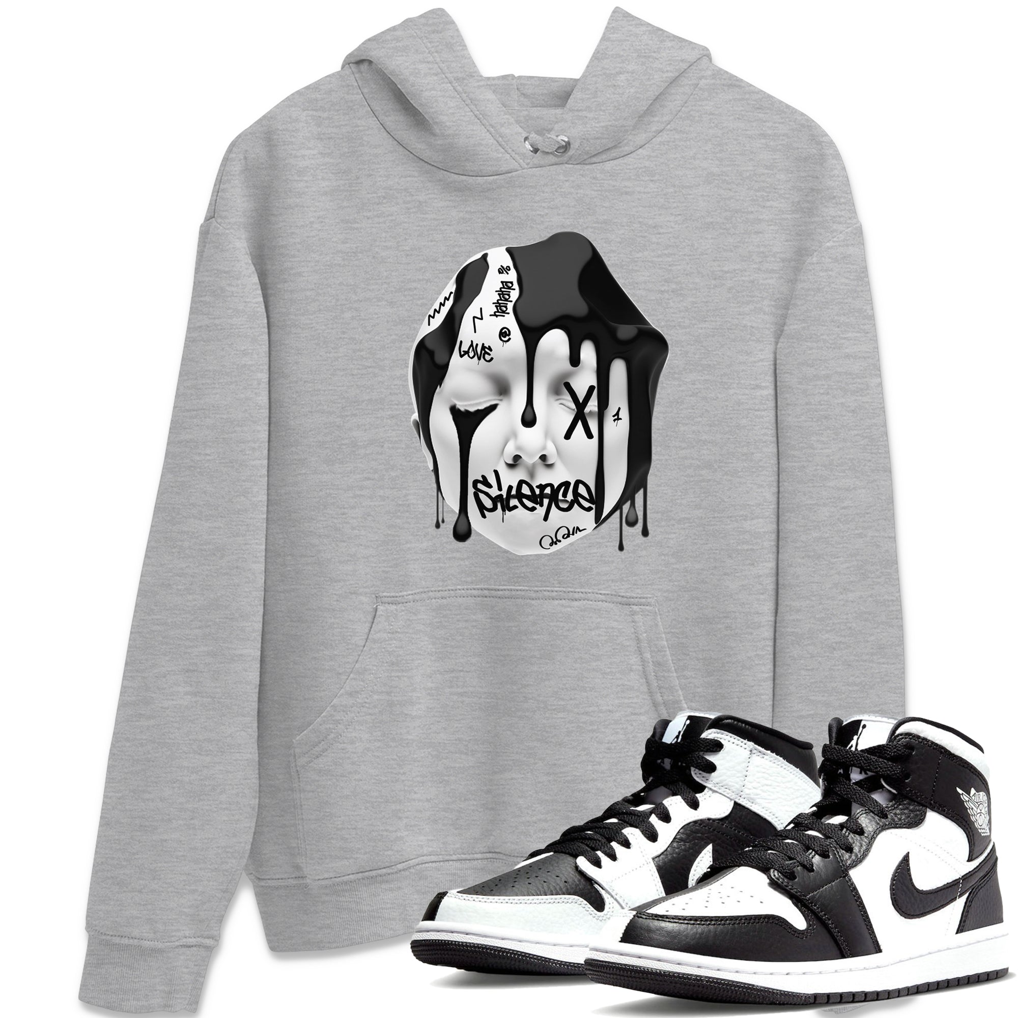 Air Jordan 1 Homage Sneaker Tees Drip Gear Zone Silence Sculpture Sneaker Tees AJ1 Homage Shirt Unisex Shirts Heather Grey 1