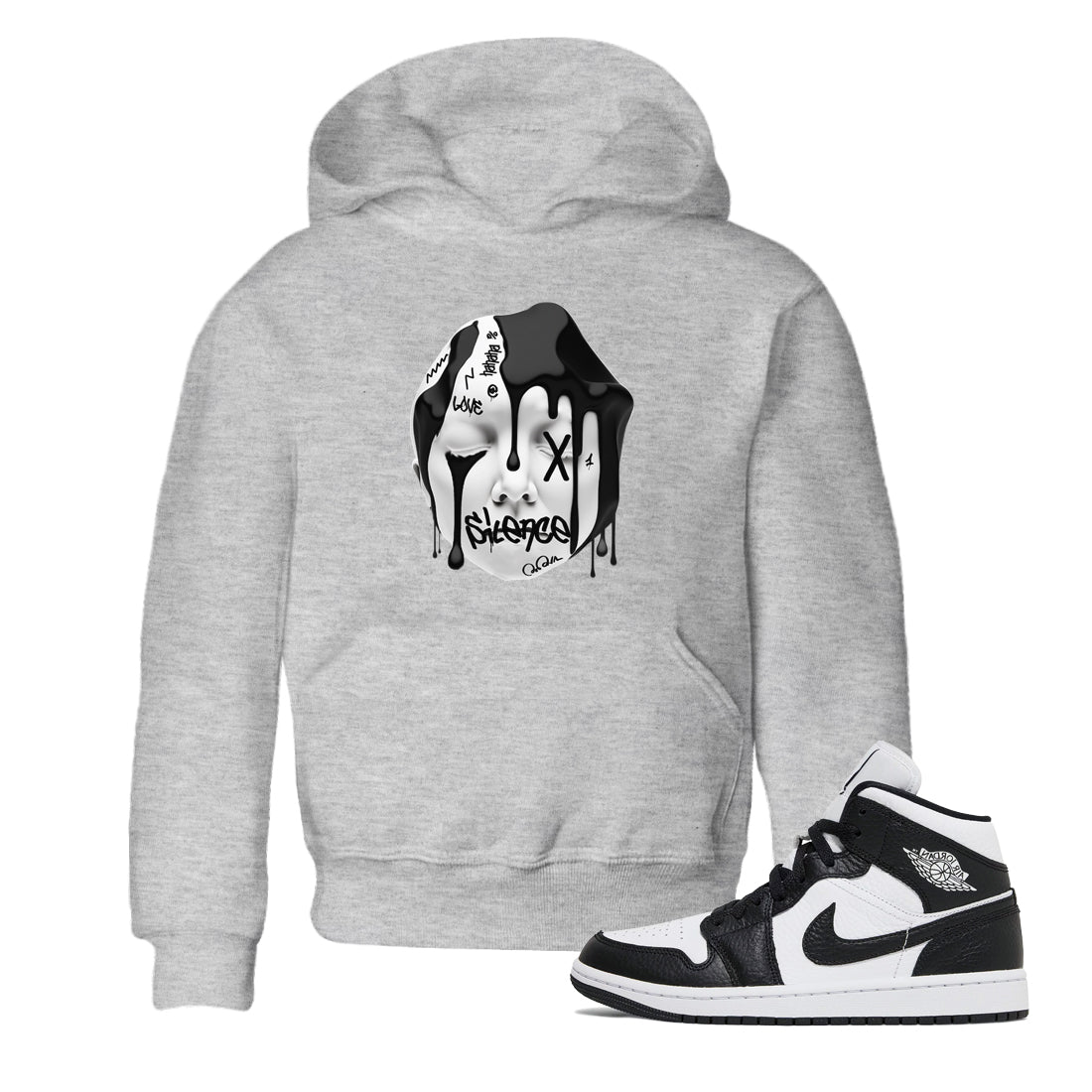 Air Jordan 1 Homage Sneaker Tees Drip Gear Zone Silence Sculpture Sneaker Tees AJ1 Homage Shirt Kids Shirts Heather Grey 1