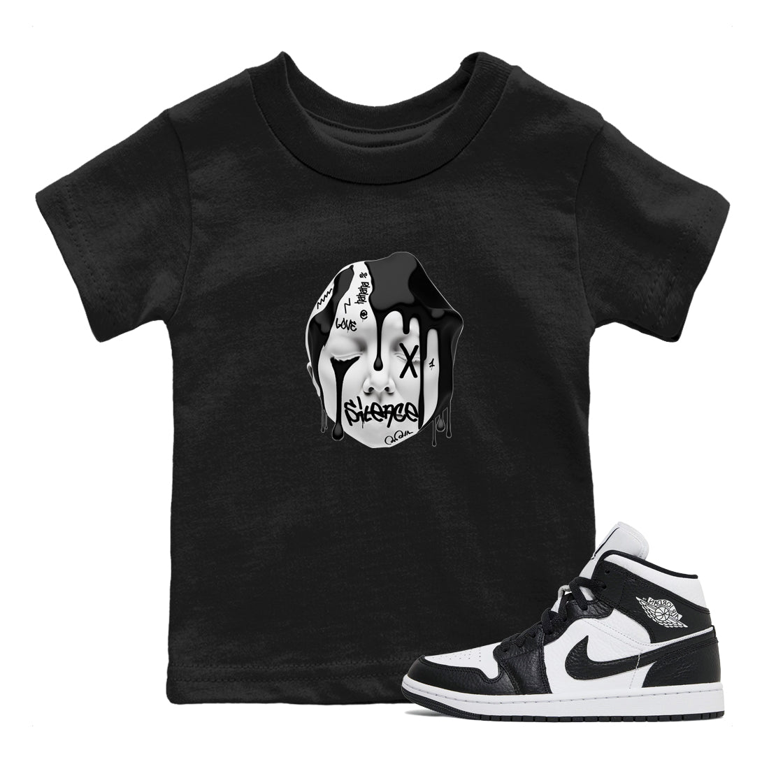 Air Jordan 1 Homage Sneaker Tees Drip Gear Zone Silence Sculpture Sneaker Tees AJ1 Homage Shirt Kids Shirts Black 1