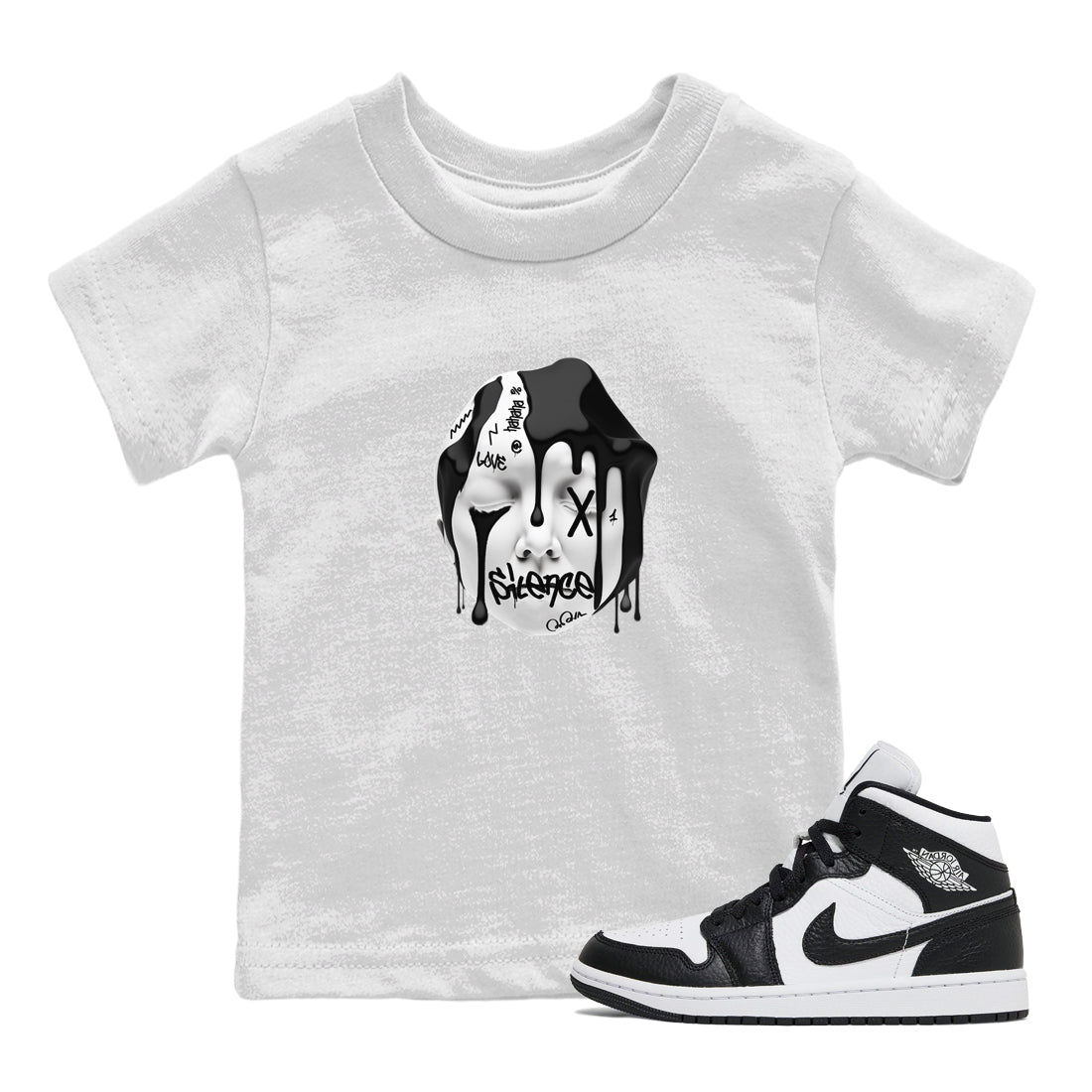 Air Jordan 1 Homage Sneaker Tees Drip Gear Zone Silence Sculpture Sneaker Tees AJ1 Homage Shirt Kids Shirts White 1