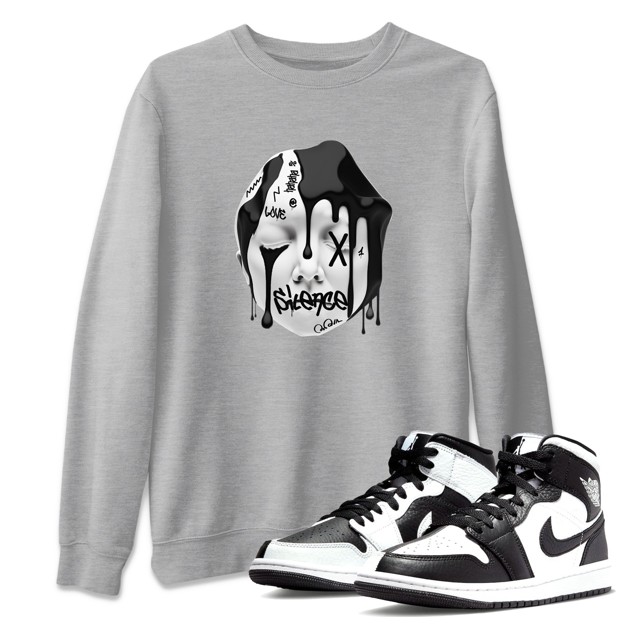 Air Jordan 1 Homage Sneaker Tees Drip Gear Zone Silence Sculpture Sneaker Tees AJ1 Homage Shirt Unisex Shirts Heather Grey 1