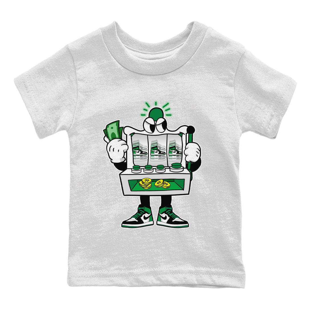 Air Jordan 1 Celtics Sneaker Match Tees Slot Machine Streetwear Sneaker Shirt Air Jordan 1 High OG Celtics Sneaker Release Tees Kids Shirts White 2