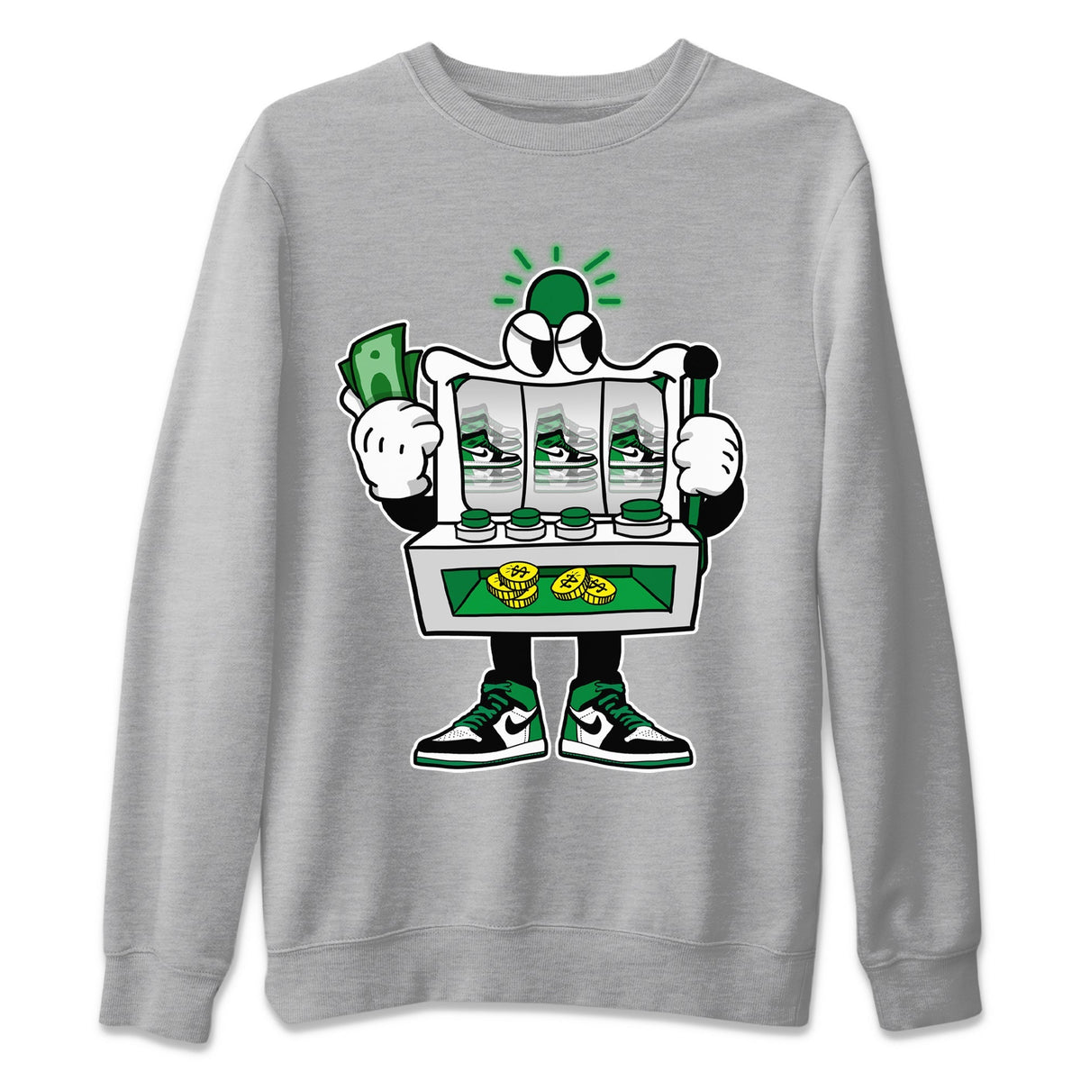 Air Jordan 1 Celtics Sneaker Match Tees Slot Machine Streetwear Sneaker Shirt Air Jordan 1 High OG Celtics Sneaker Release Tees Unisex Shirts Heather Grey 2