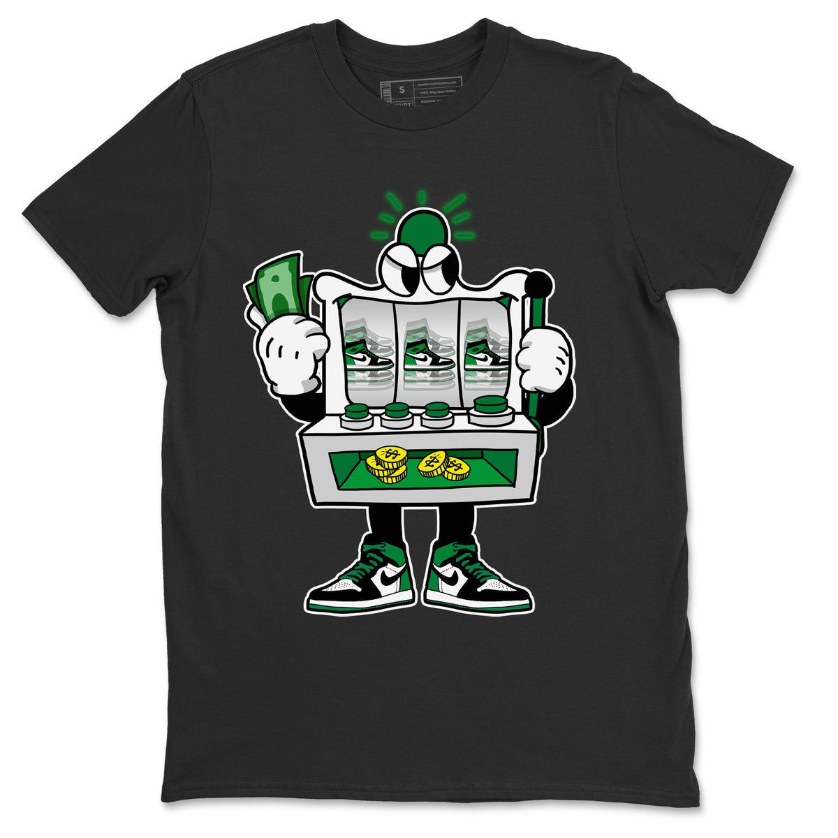 Air Jordan 1 Celtics Sneaker Match Tees Slot Machine Streetwear Sneaker Shirt Air Jordan 1 High OG Celtics Sneaker Release Tees Unisex Shirts Black 2