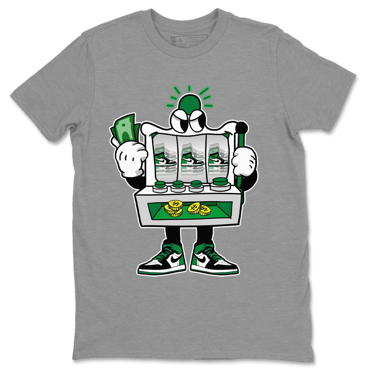 Air Jordan 1 Celtics Sneaker Match Tees Slot Machine Streetwear Sneaker Shirt Air Jordan 1 High OG Celtics Sneaker Release Tees Unisex Shirts Heather Grey 2