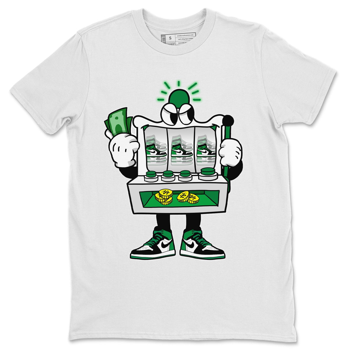Air Jordan 1 Celtics Sneaker Match Tees Slot Machine Streetwear Sneaker Shirt Air Jordan 1 High OG Celtics Sneaker Release Tees Unisex Shirts White 2