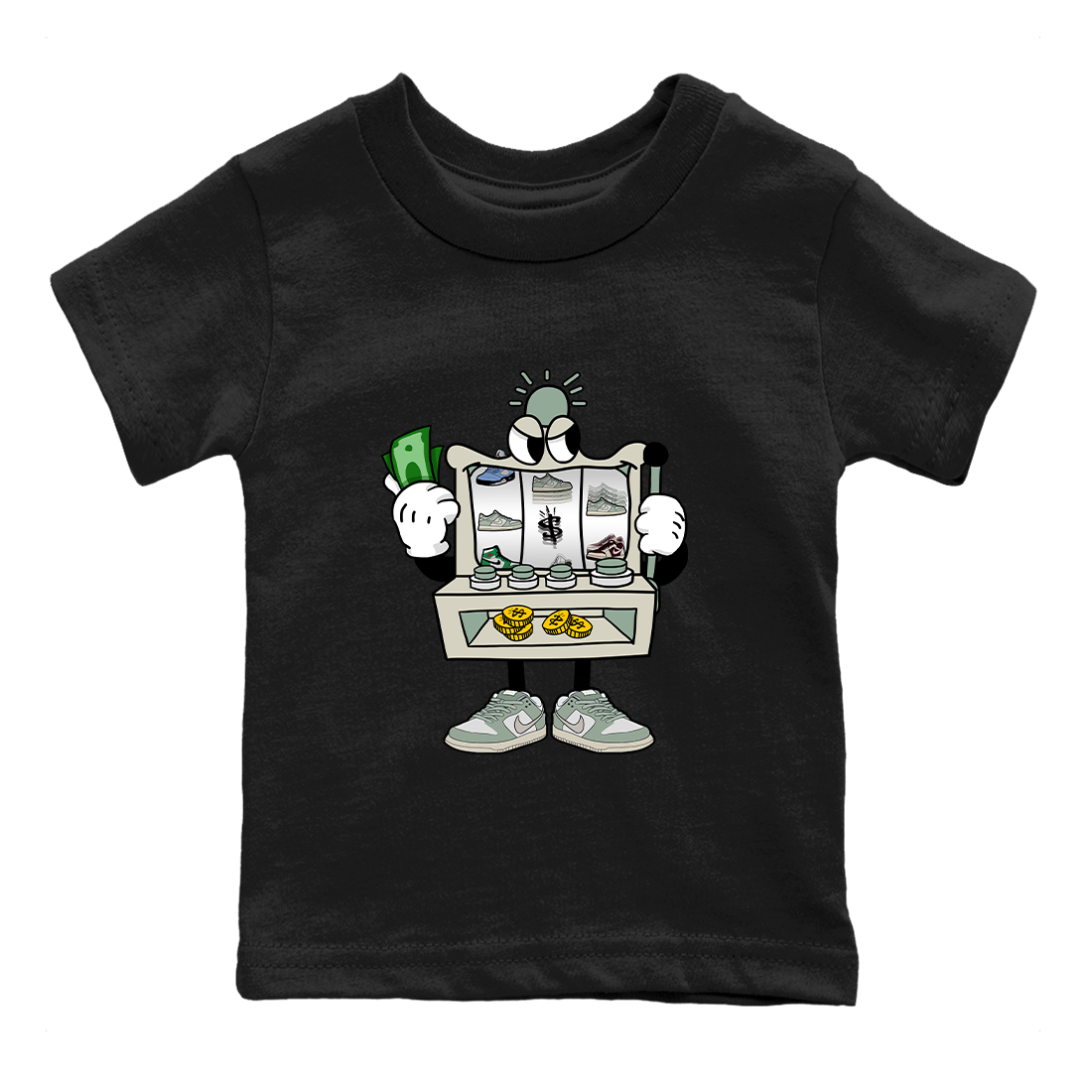 Dunk Low Mica Green Sneaker Match Tees Slot Machine Streetwear Sneaker Shirt Dunk Mica Green Sneaker Release Tees Kids Shirts Black 2