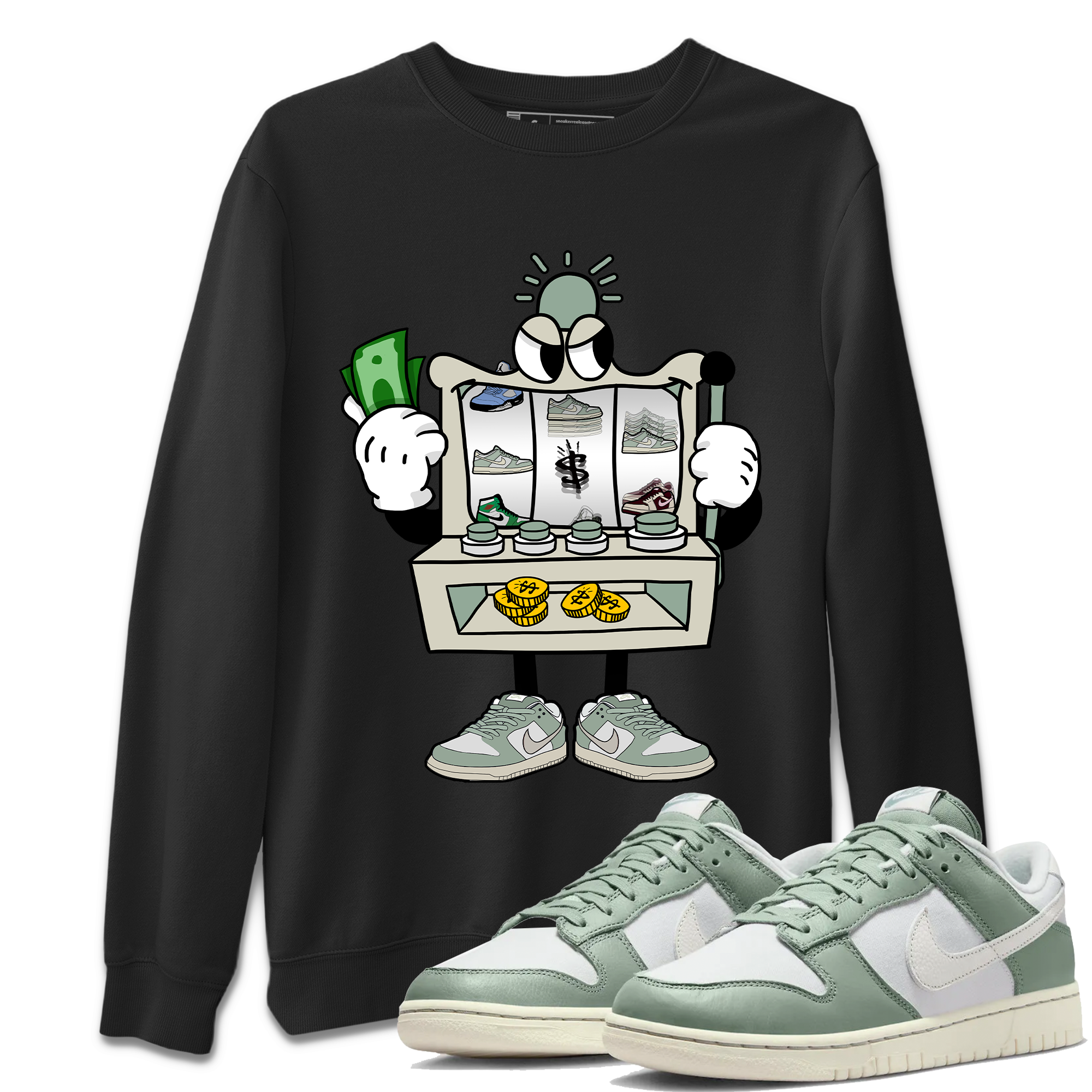 Dunk Low Mica Green Sneaker Match Tees Slot Machine Streetwear Sneaker Shirt Dunk Mica Green Sneaker Release Tees Unisex Shirts Black 1