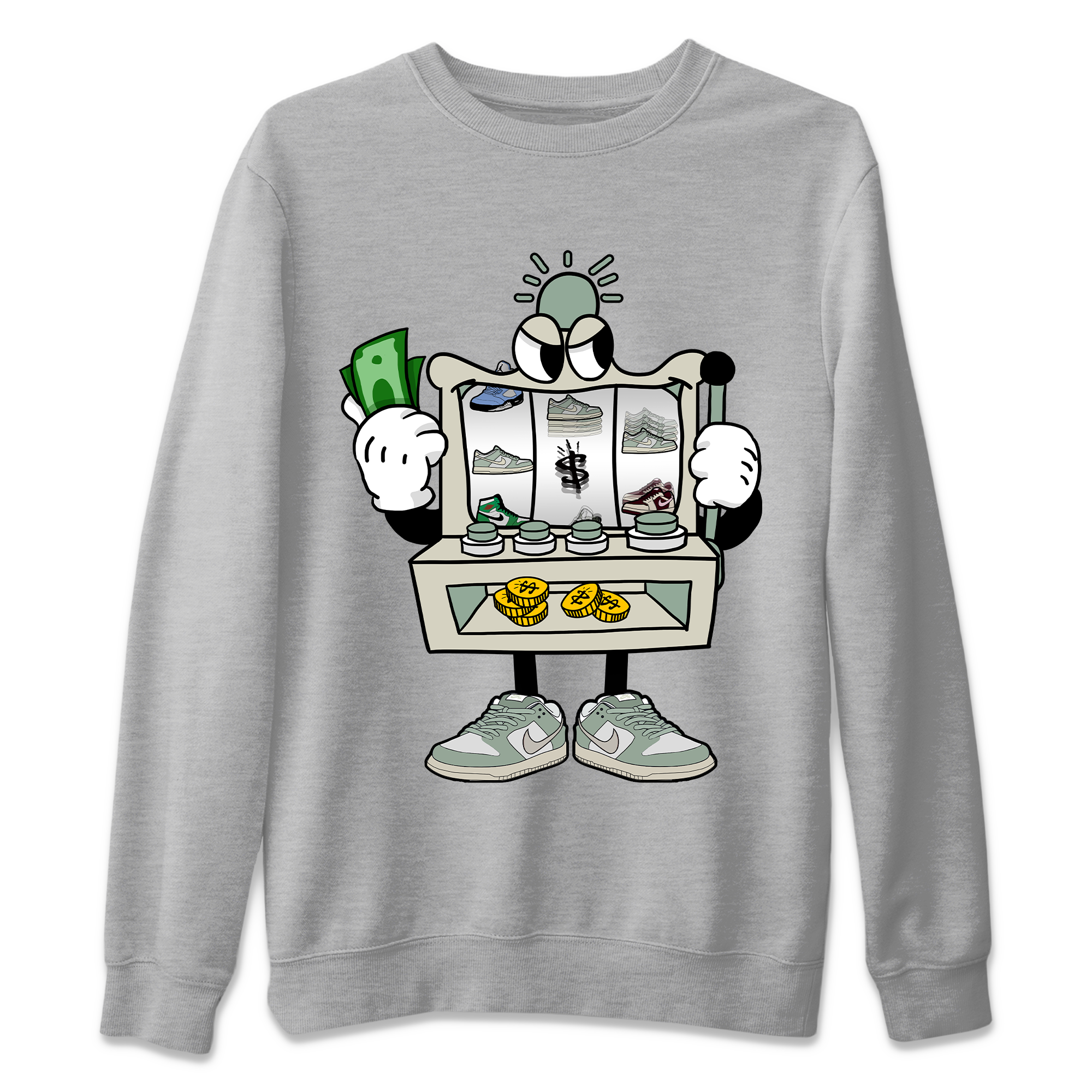 Dunk Low Mica Green Sneaker Match Tees Slot Machine Streetwear Sneaker Shirt Dunk Mica Green Sneaker Release Tees Unisex Shirts Heather Grey 2