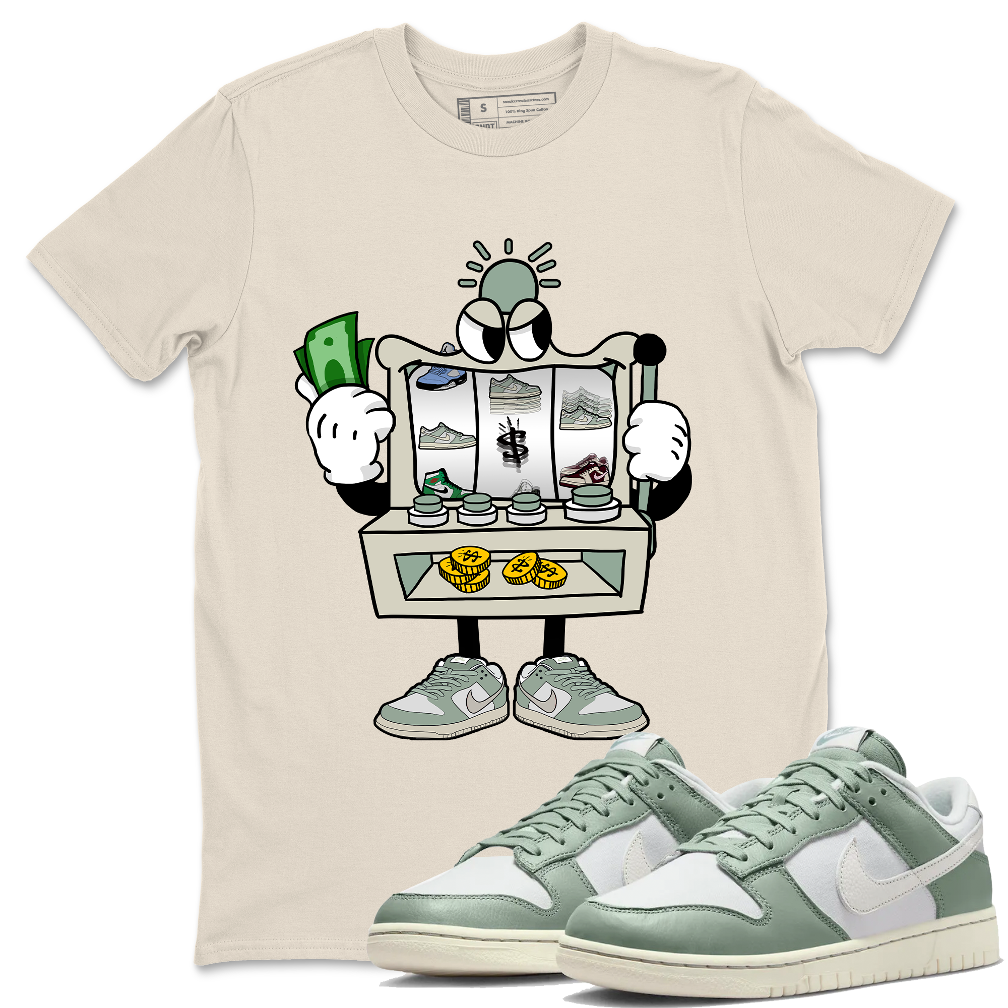 Dunk Low Mica Green Sneaker Match Tees Slot Machine Streetwear Sneaker Shirt Dunk Mica Green Sneaker Release Tees Unisex Shirts Natural 1
