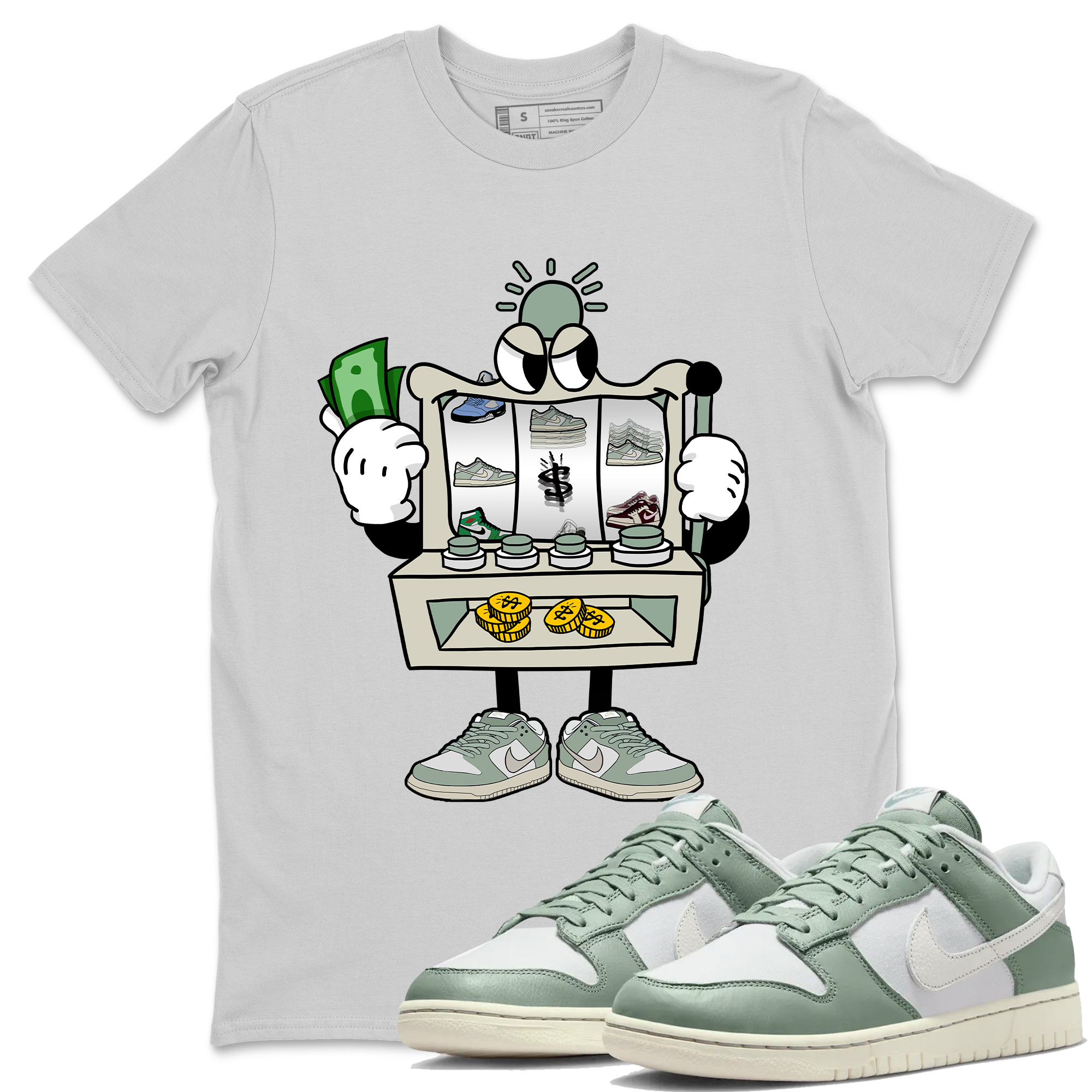 Dunk Low Mica Green Sneaker Match Tees Slot Machine Streetwear Sneaker Shirt Dunk Mica Green Sneaker Release Tees Unisex Shirts Silver 1