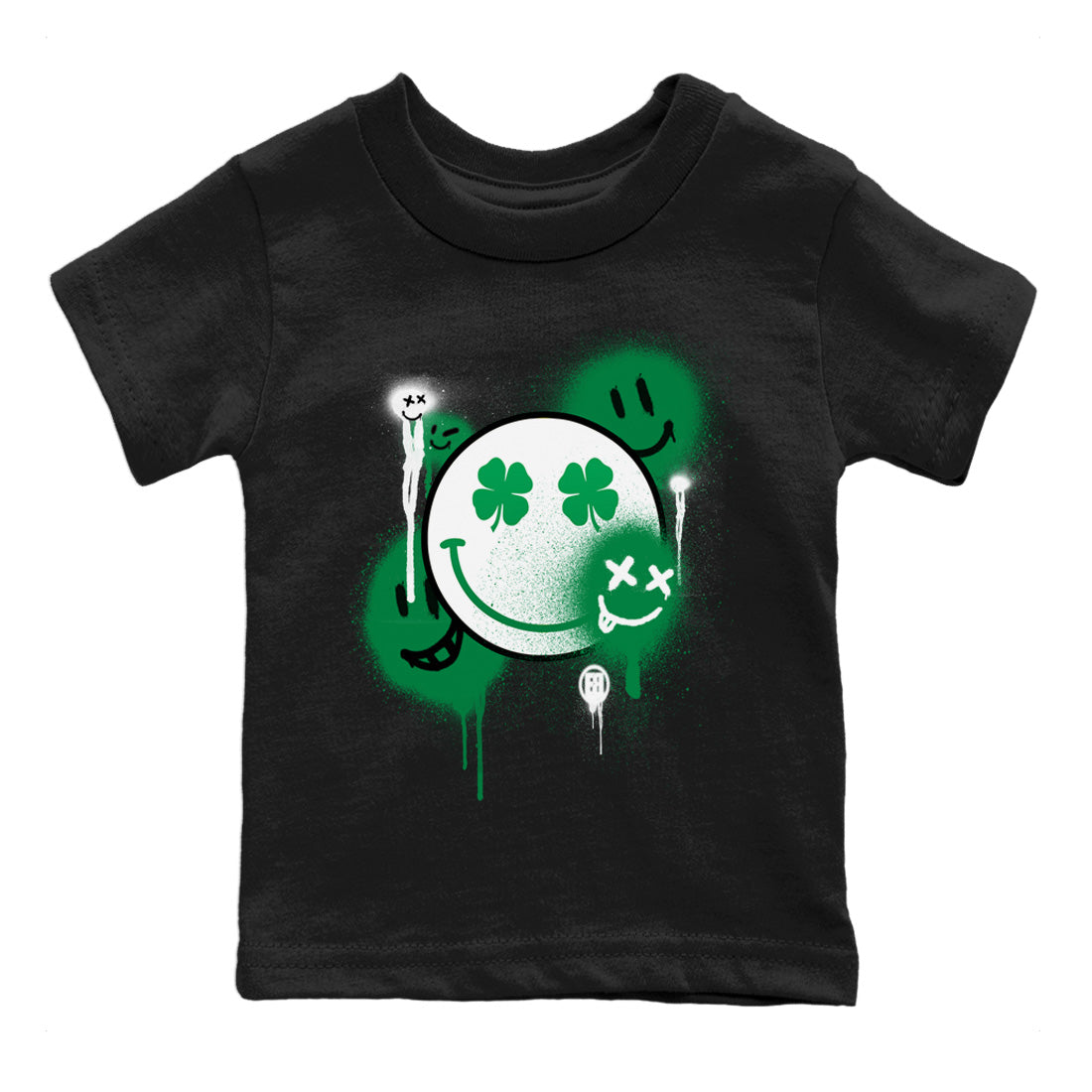 Jordan 1 Lucky Green Sneaker Matching T-Shirt Smile Painting Sneaker Tees Jordan 1 Lucky Green Sneaker Release Tees Kids Shirts