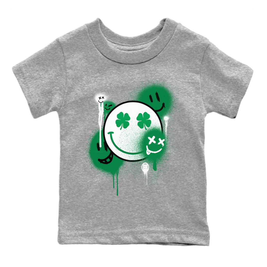 Jordan 1 Lucky Green Sneaker Matching T-Shirt Smile Painting Sneaker Tees Jordan 1 Lucky Green Sneaker Release Tees Kids Shirts