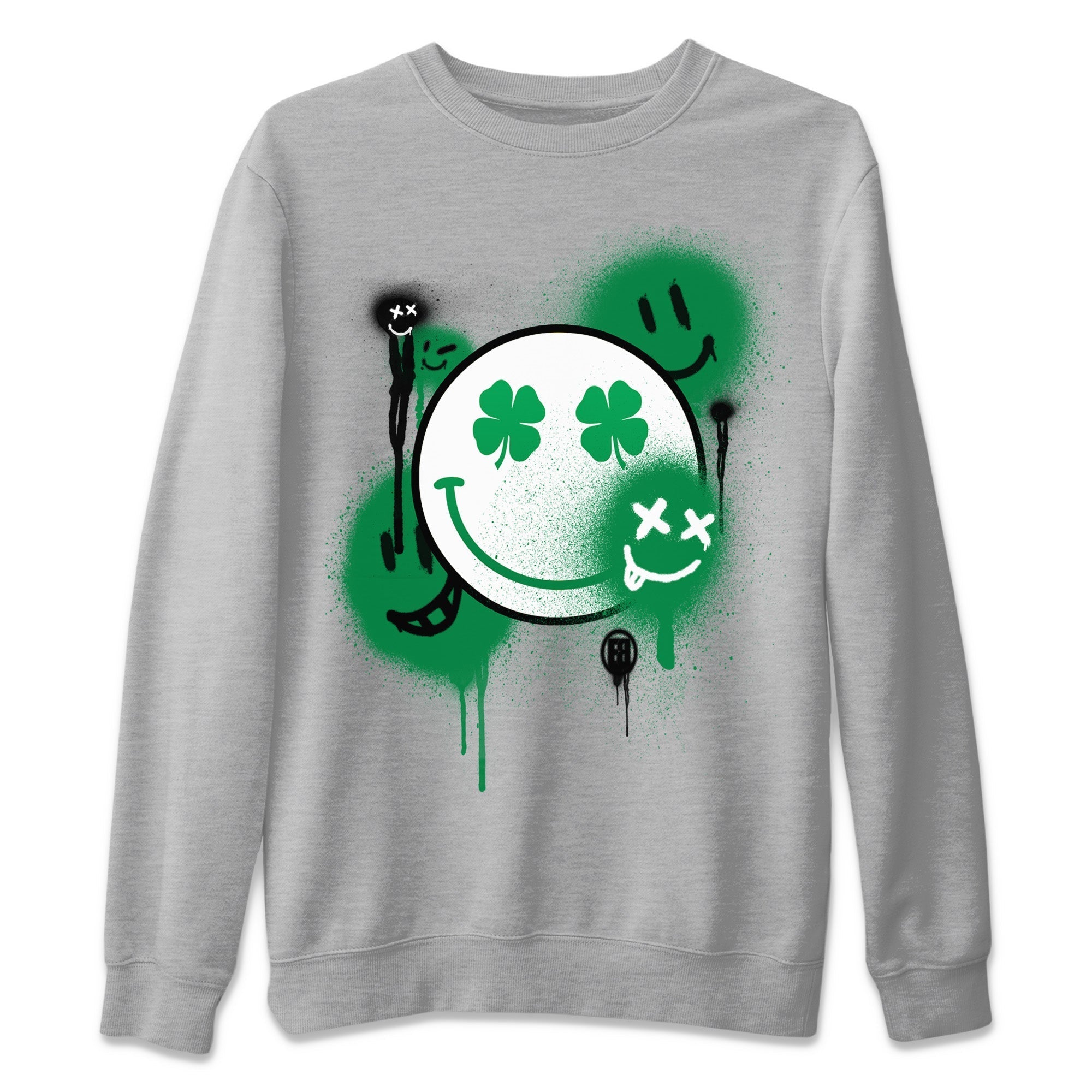 Jordan 1 Lucky Green Shirt To Match Jordans Smile Painting Sneaker Tees Jordan 1 Lucky Green Drip Gear Zone Sneaker Matching Clothing Unisex Shirts