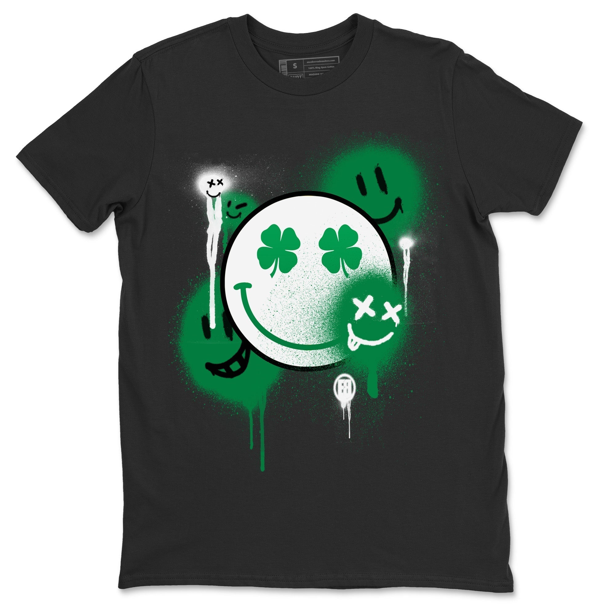 Jordan 1 Lucky Green Shirt To Match Jordans Smile Painting Sneaker Tees Jordan 1 Lucky Green Drip Gear Zone Sneaker Matching Clothing Unisex Shirts