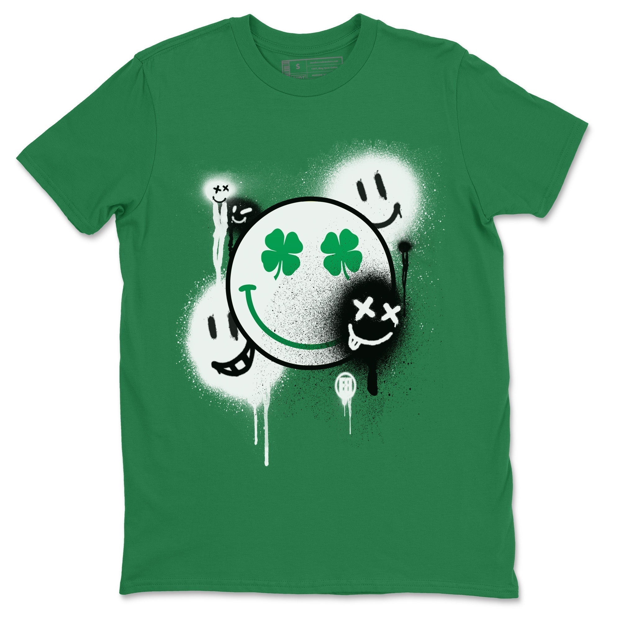 Jordan 1 Lucky Green Shirt To Match Jordans Smile Painting Sneaker Tees Jordan 1 Lucky Green Drip Gear Zone Sneaker Matching Clothing Unisex Shirts