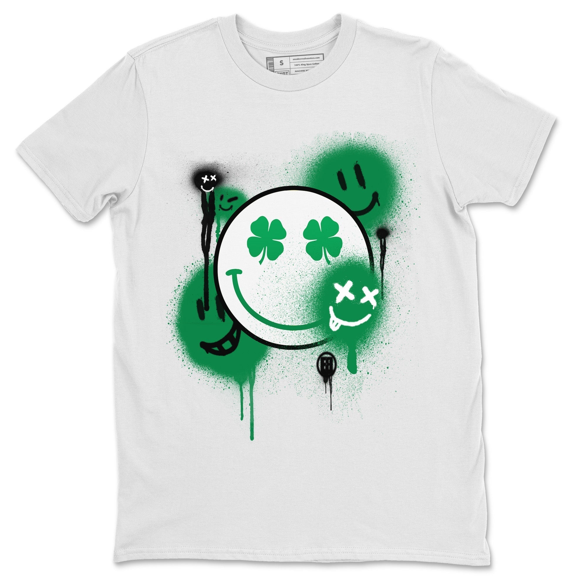 Jordan 1 Lucky Green Shirt To Match Jordans Smile Painting Sneaker Tees Jordan 1 Lucky Green Drip Gear Zone Sneaker Matching Clothing Unisex Shirts