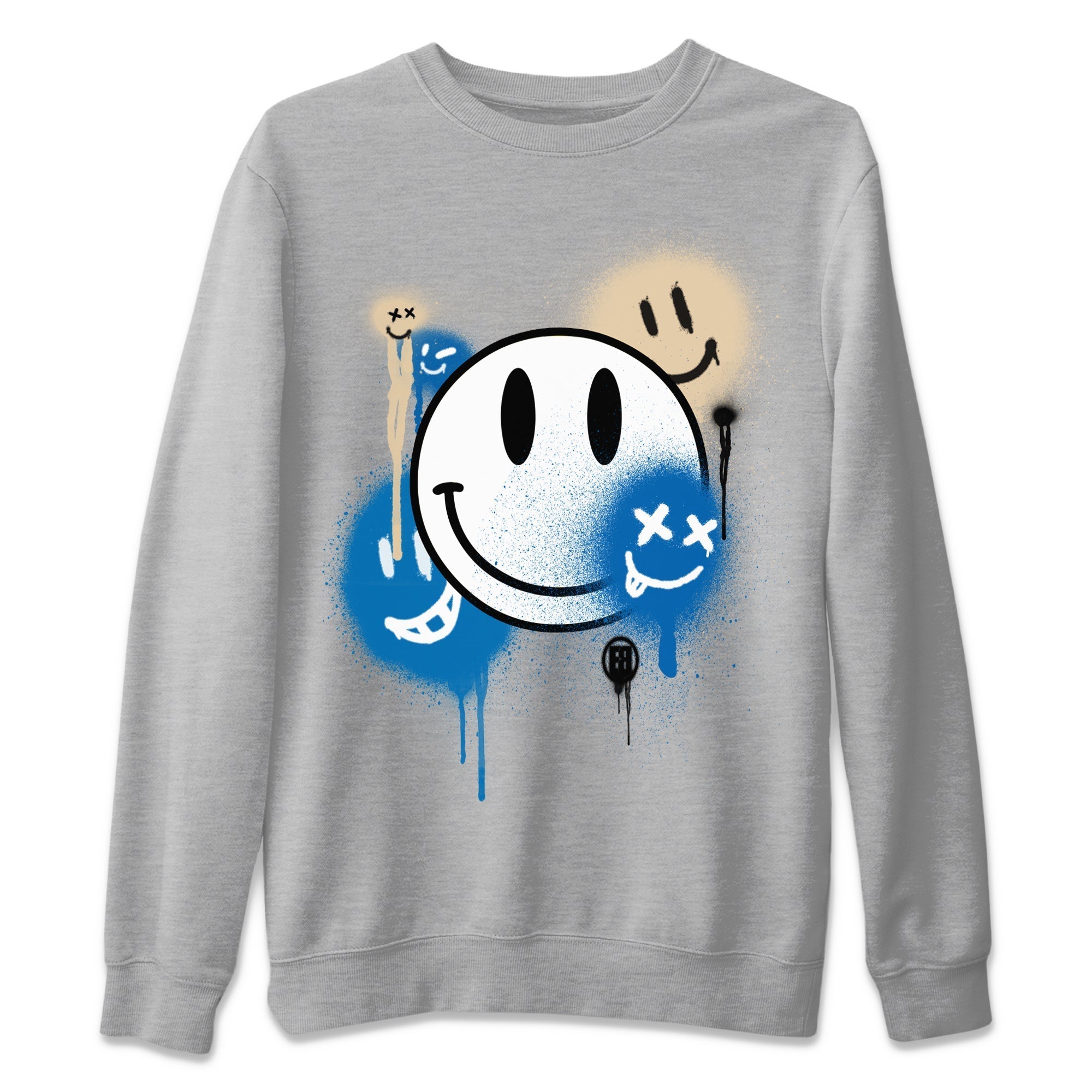 Jordan 1 Travis Scott Fragment Sneaker Matching T-Shirt Smile Painting Sneaker Tees Jordan 1 Travis Scott Fragment Sneaker Release Tees Crew Neck Tees