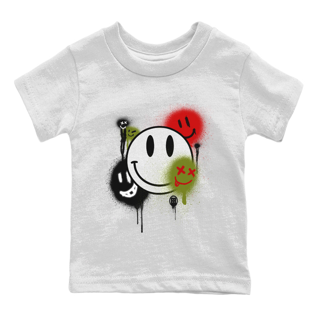 Air Jordan 1 Travis Scott Olive Sneaker Match Tees Smile Painting Streetwear Sneaker Shirt Air Jordan 1 Low x Travis Scott x Olive Sneaker Release Tees Kids Shirts White 2