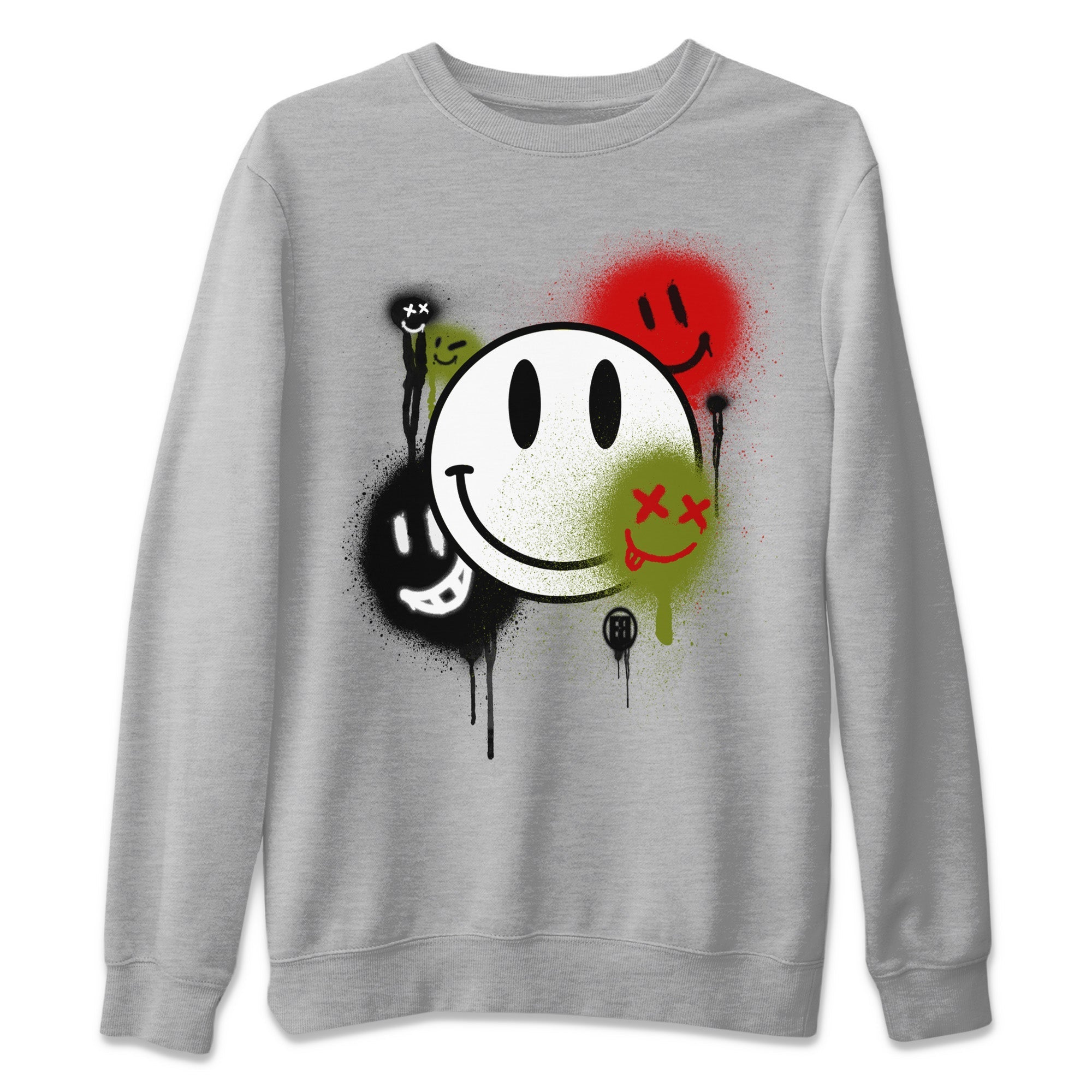 Air Jordan 1 Travis Scott Olive Sneaker Match Tees Smile Painting Streetwear Sneaker Shirt Air Jordan 1 Low x Travis Scott x Olive Sneaker Release Tees Unisex Shirts Heather Grey 2