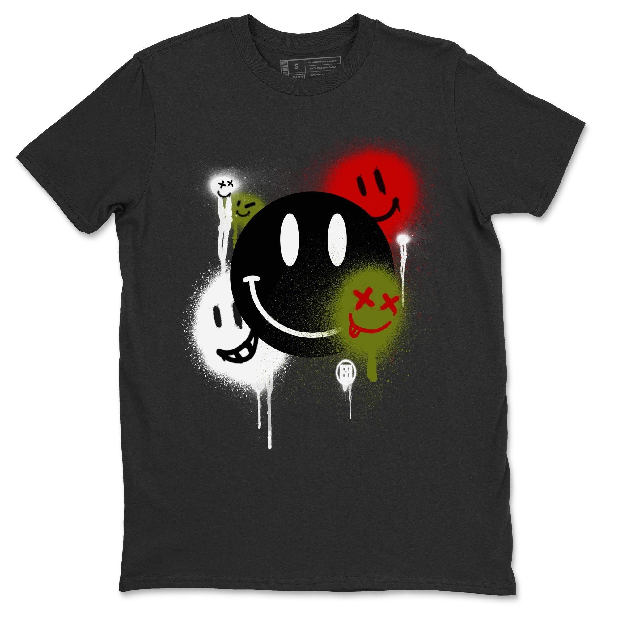 Air Jordan 1 Travis Scott Olive Sneaker Match Tees Smile Painting Streetwear Sneaker Shirt Air Jordan 1 Low x Travis Scott x Olive Sneaker Release Tees Unisex Shirts Black 2
