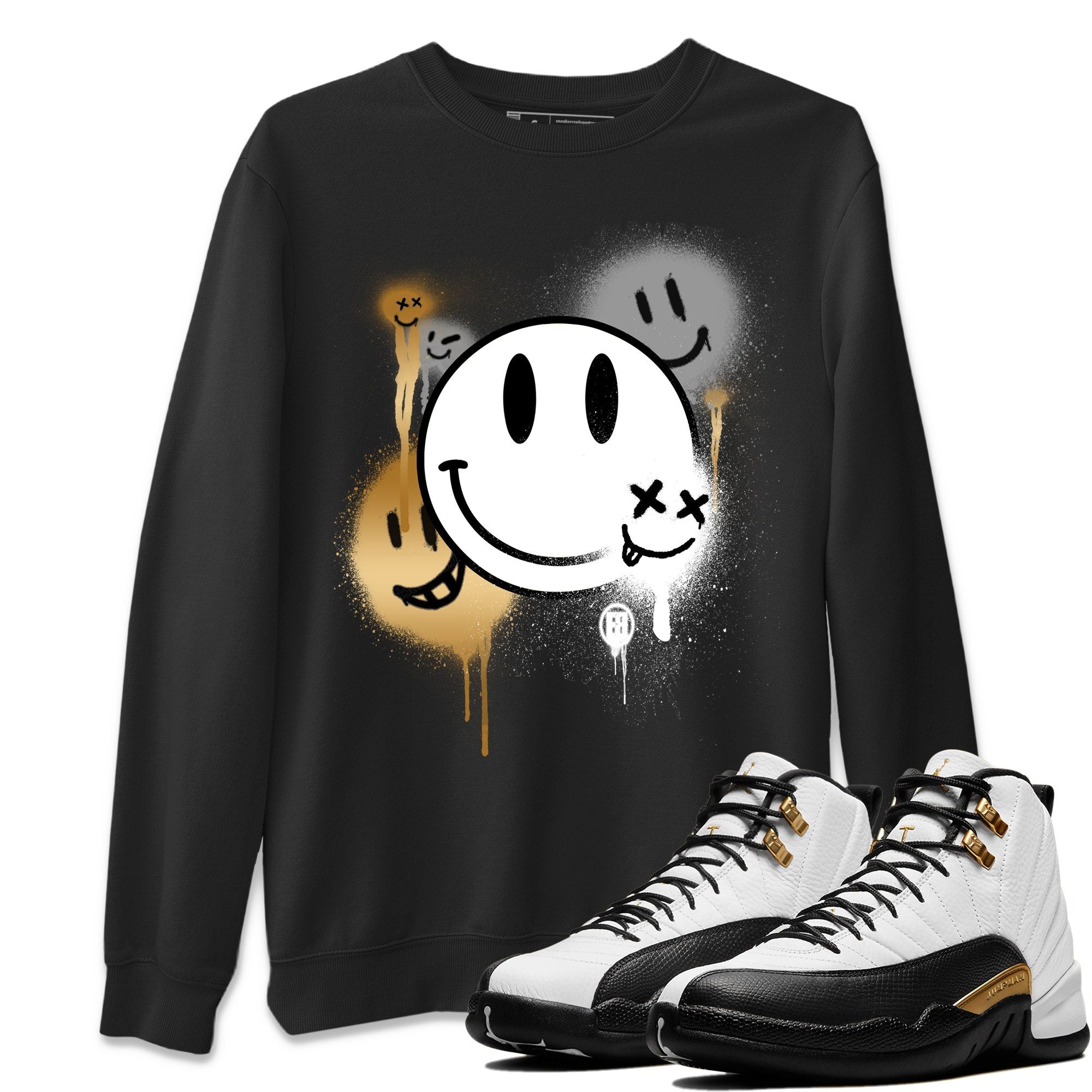 Jordan 12 Royalty Shirt To Match Jordans Smile Painting Sneaker Tees Jordan 12 Royalty Drip Gear Zone Sneaker Matching Clothing Unisex Shirts