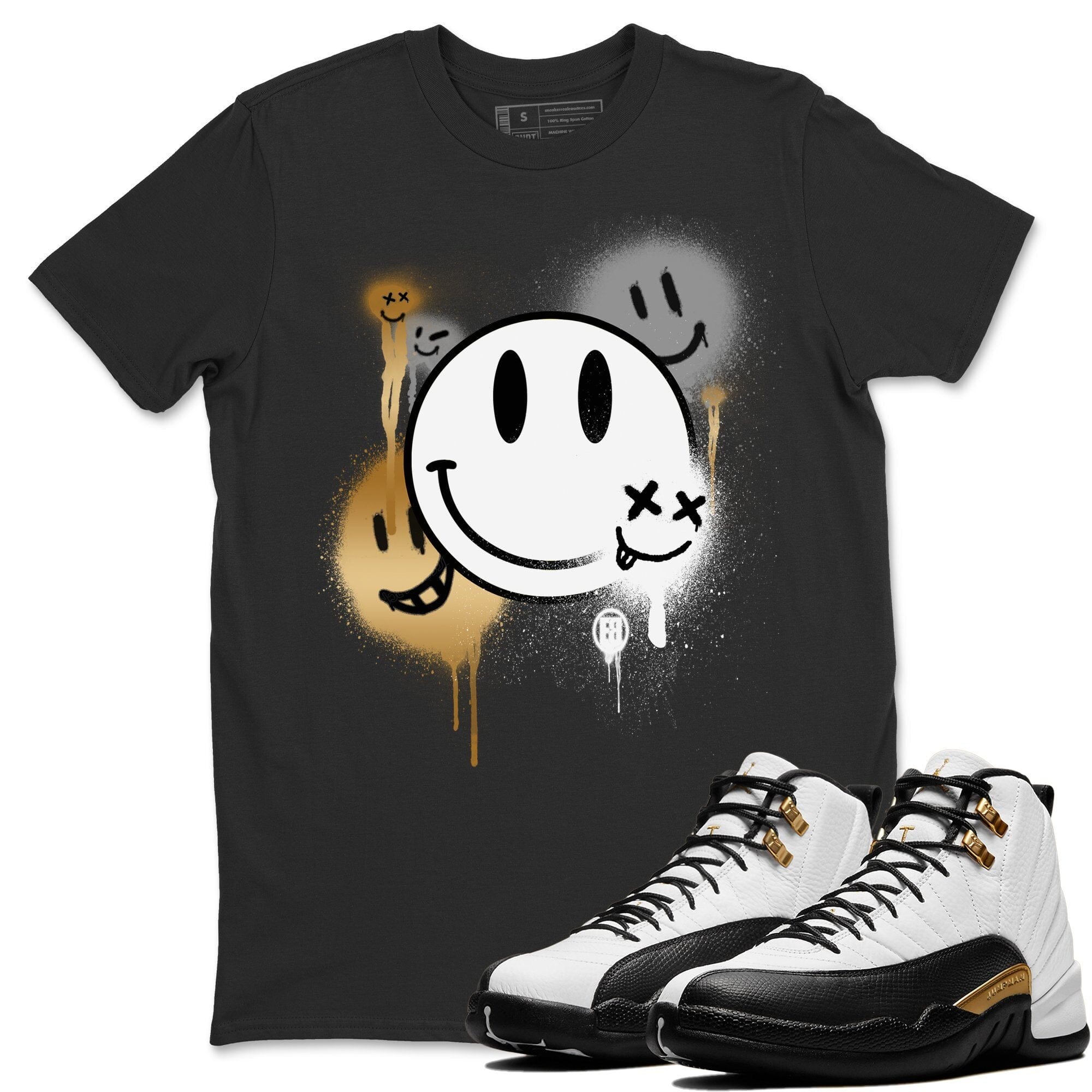 Jordan 12 Royalty Shirt To Match Jordans Smile Painting Sneaker Tees Jordan 12 Royalty Drip Gear Zone Sneaker Matching Clothing Unisex Shirts