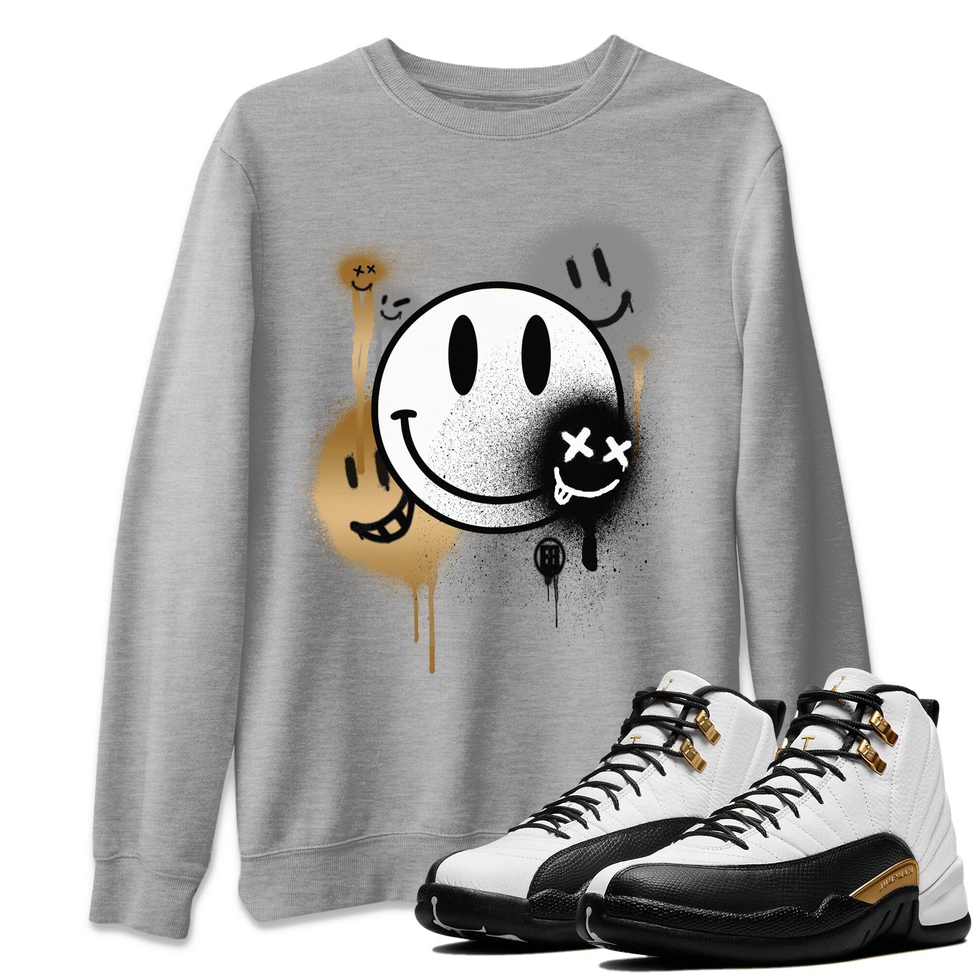 Jordan 12 Royalty Shirt To Match Jordans Smile Painting Sneaker Tees Jordan 12 Royalty Drip Gear Zone Sneaker Matching Clothing Unisex Shirts