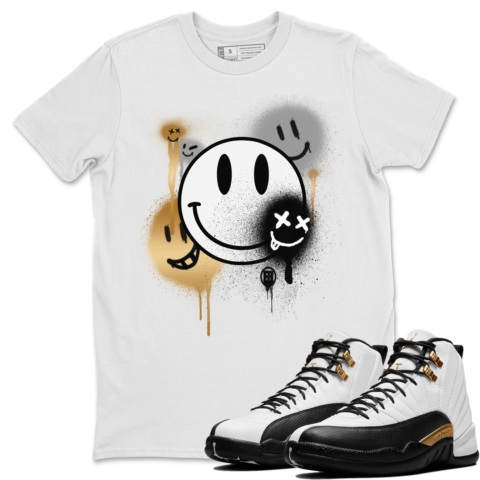 Jordan 12 Royalty Shirt To Match Jordans Smile Painting Sneaker Tees Jordan 12 Royalty Drip Gear Zone Sneaker Matching Clothing Unisex Shirts