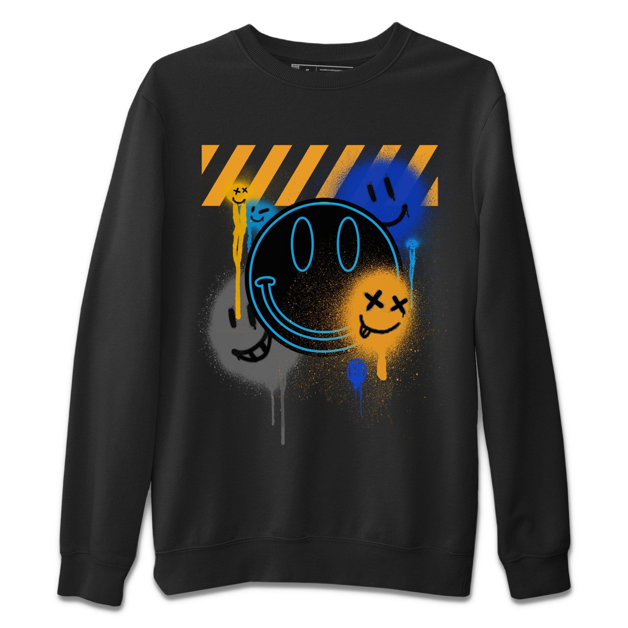 Jordan 2 OFF-WHITE Black Blue Shirt To Match Jordans Smile Painting Sneaker Tees Jordan 2 OFF-WHITE Black Blue Drip Gear Zone Sneaker Matching Clothing Unisex Shirts