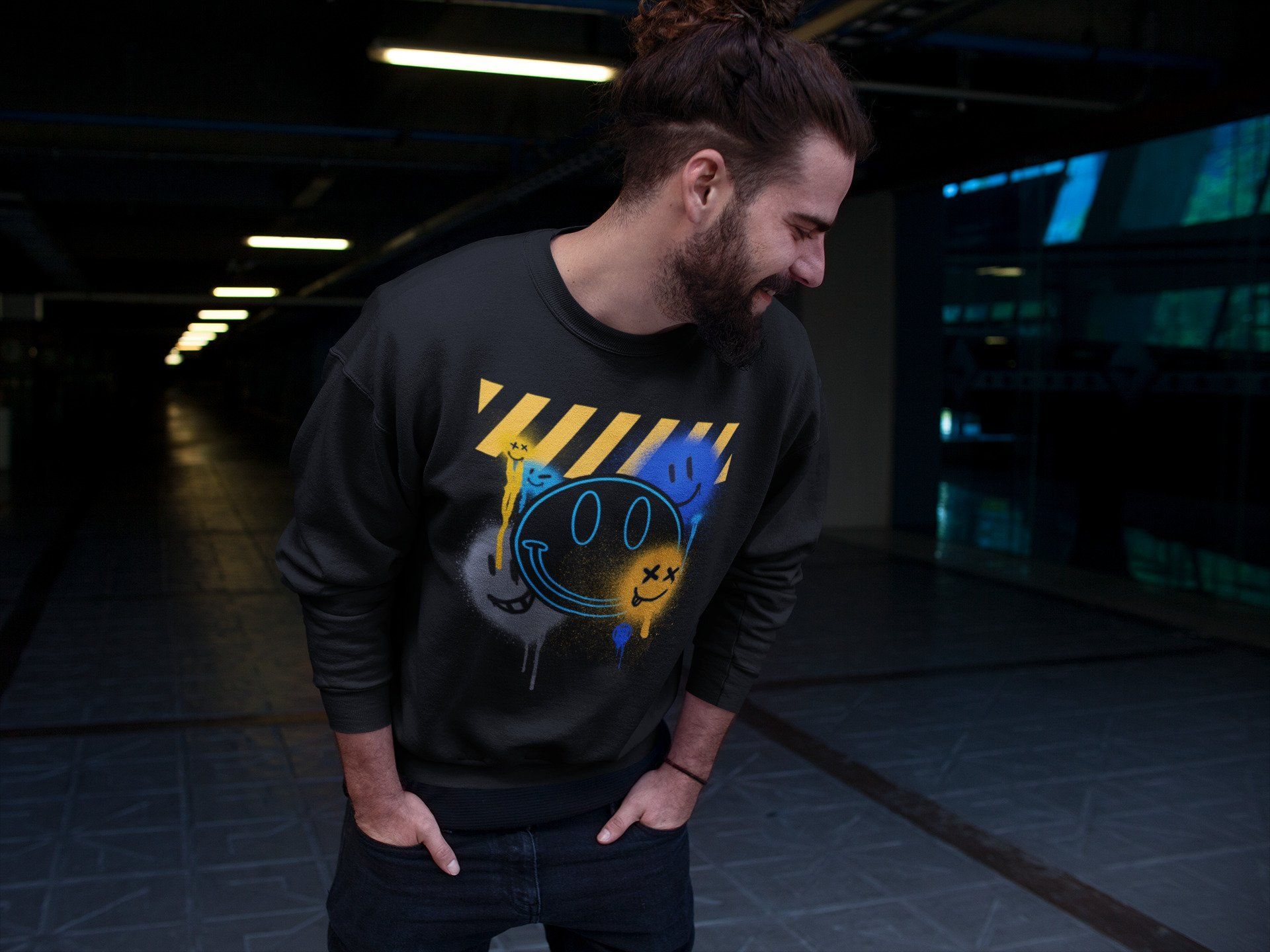 Jordan 2 OFF-WHITE Black Blue Shirt To Match Jordans Smile Painting Sneaker Tees Jordan 2 OFF-WHITE Black Blue Drip Gear Zone Sneaker Matching Clothing Unisex Shirts