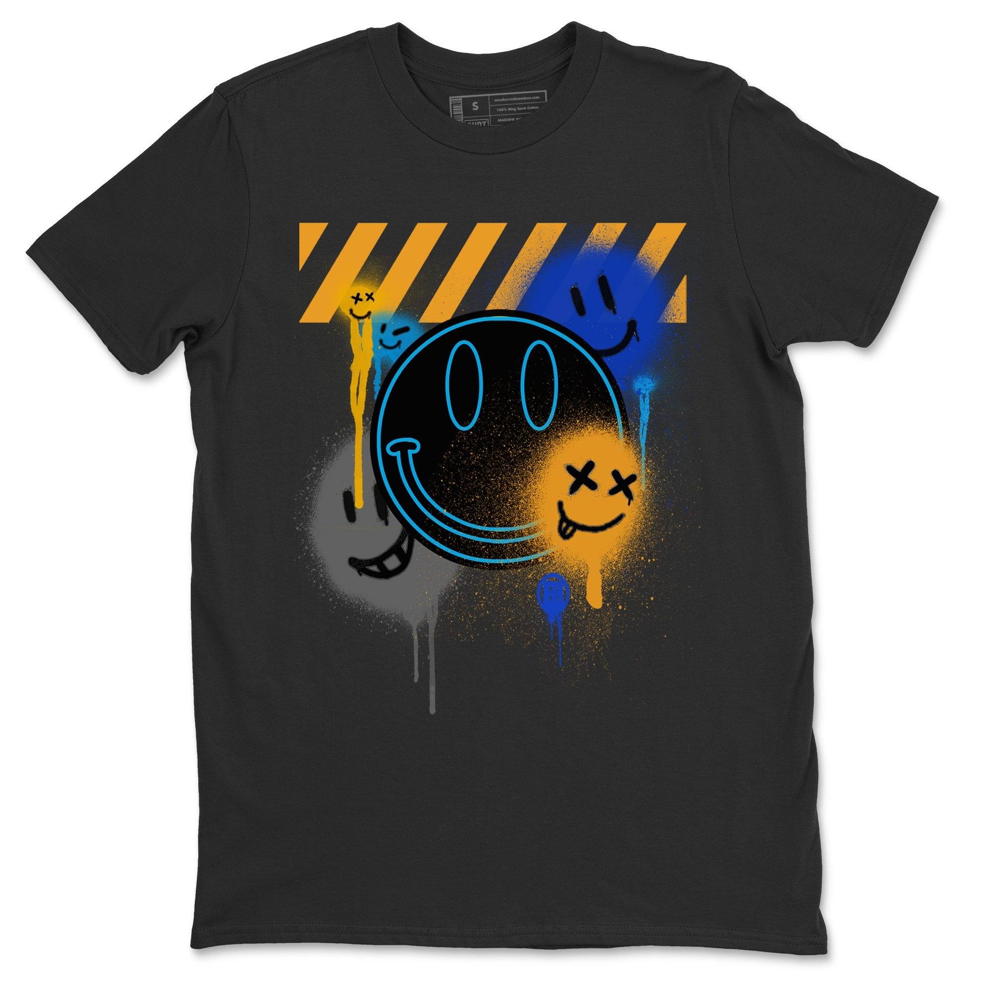 Jordan 2 OFF-WHITE Black Blue Shirt To Match Jordans Smile Painting Sneaker Tees Jordan 2 OFF-WHITE Black Blue Drip Gear Zone Sneaker Matching Clothing Unisex Shirts