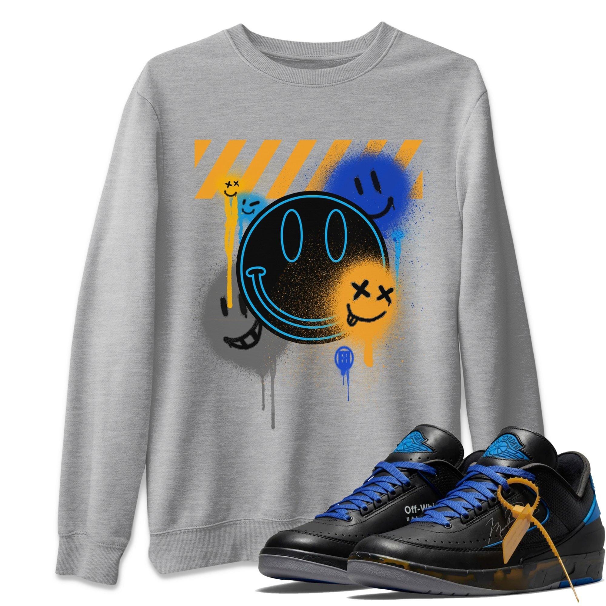 Jordan 2 OFF-WHITE Black Blue Shirt To Match Jordans Smile Painting Sneaker Tees Jordan 2 OFF-WHITE Black Blue Drip Gear Zone Sneaker Matching Clothing Unisex Shirts