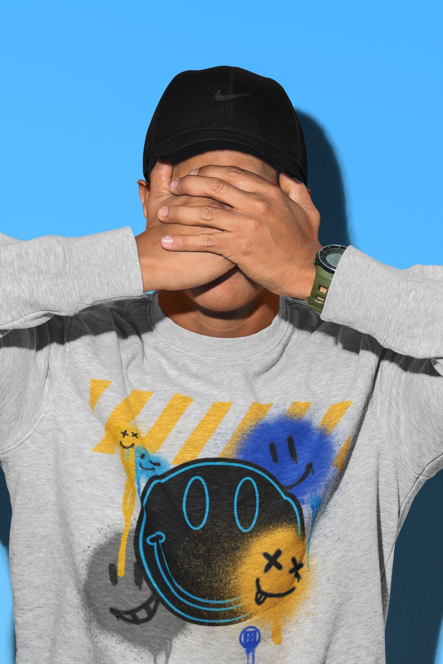 Jordan 2 OFF-WHITE Black Blue Shirt To Match Jordans Smile Painting Sneaker Tees Jordan 2 OFF-WHITE Black Blue Drip Gear Zone Sneaker Matching Clothing Unisex Shirts