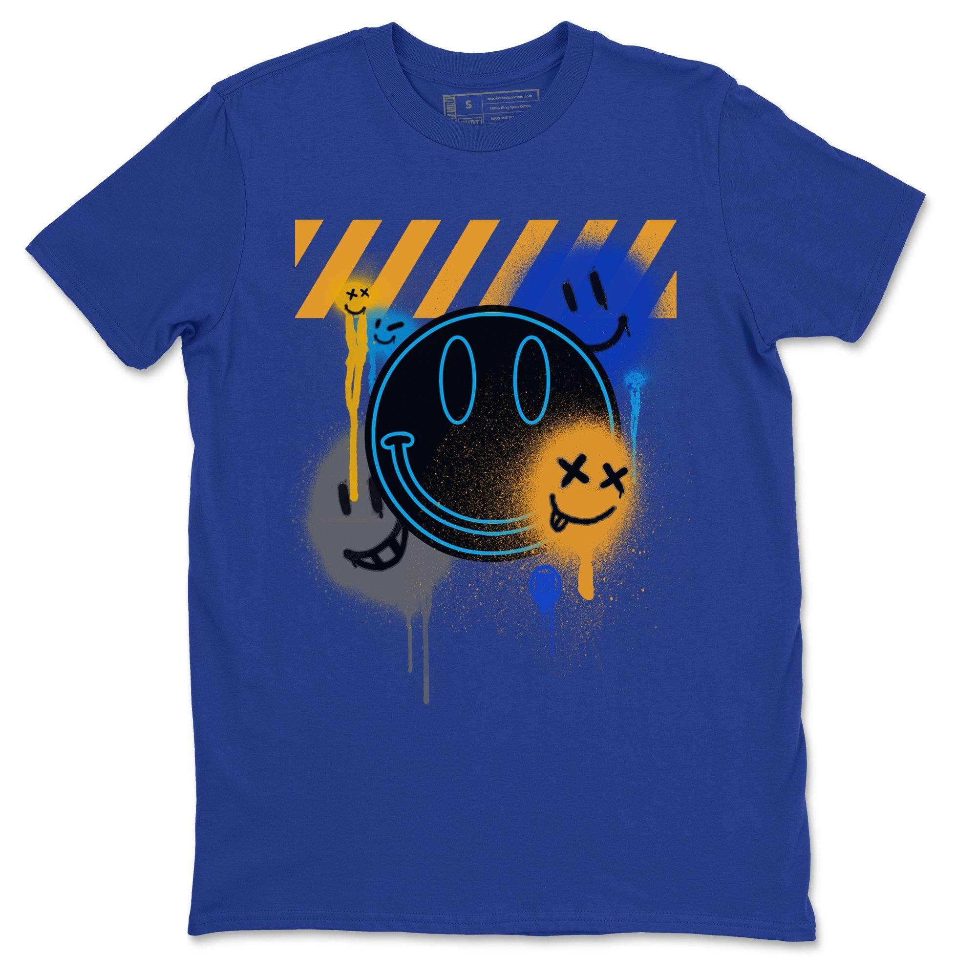 Jordan 2 OFF-WHITE Black Blue Shirt To Match Jordans Smile Painting Sneaker Tees Jordan 2 OFF-WHITE Black Blue Drip Gear Zone Sneaker Matching Clothing Unisex Shirts