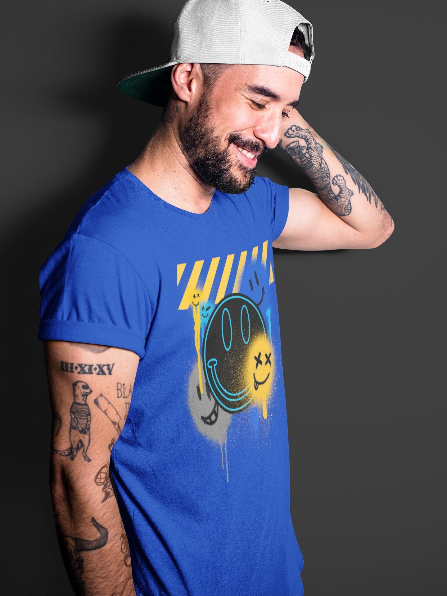 Jordan 2 OFF-WHITE Black Blue Shirt To Match Jordans Smile Painting Sneaker Tees Jordan 2 OFF-WHITE Black Blue Drip Gear Zone Sneaker Matching Clothing Unisex Shirts